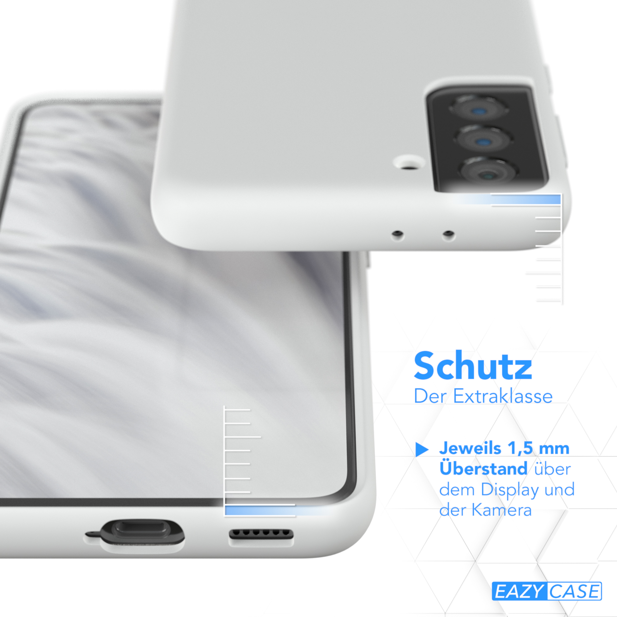 Galaxy S21 Premium CASE Silikon Weiß Backcover, 5G, Handycase, Samsung, EAZY