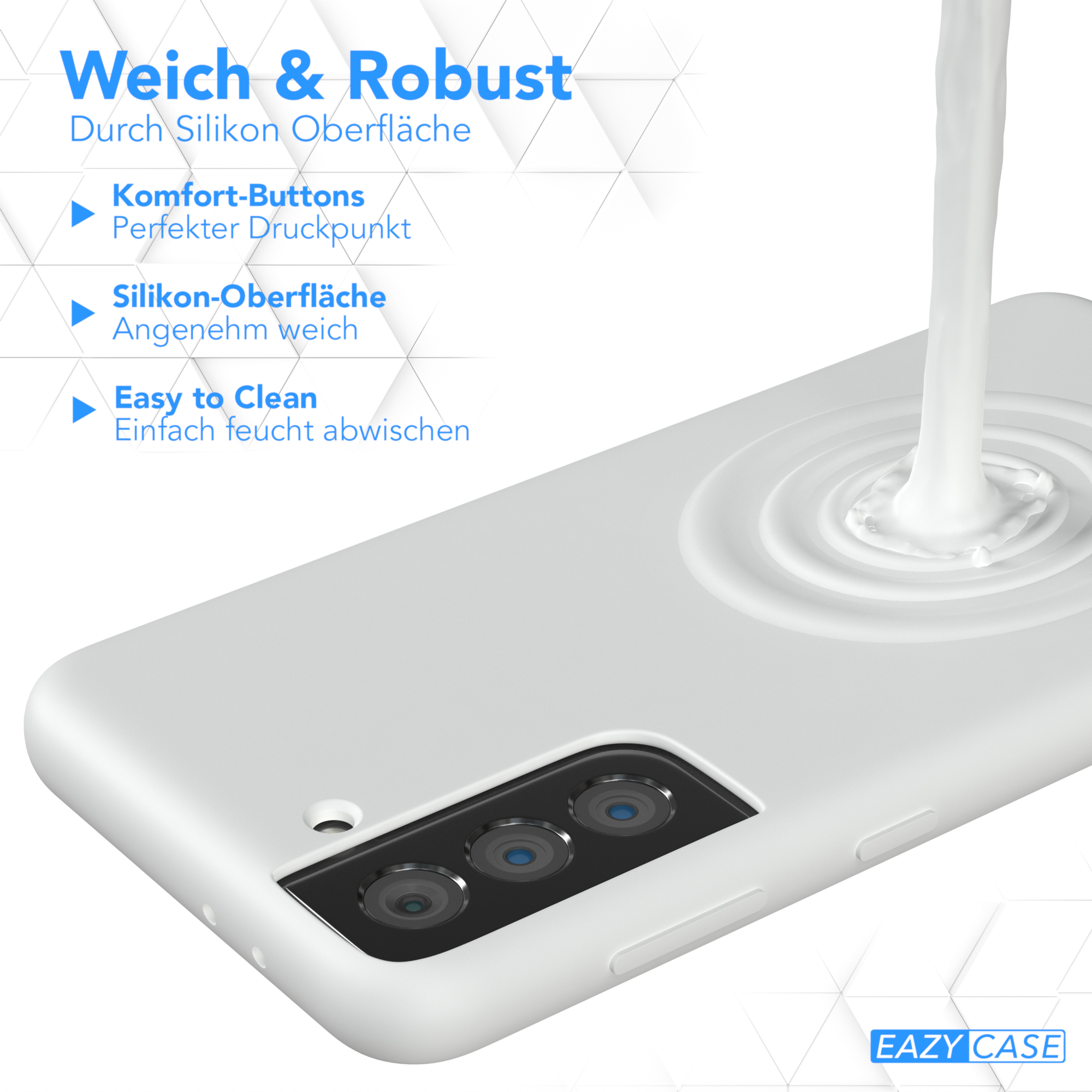 Galaxy S21 Premium CASE Silikon Weiß Backcover, 5G, Handycase, Samsung, EAZY