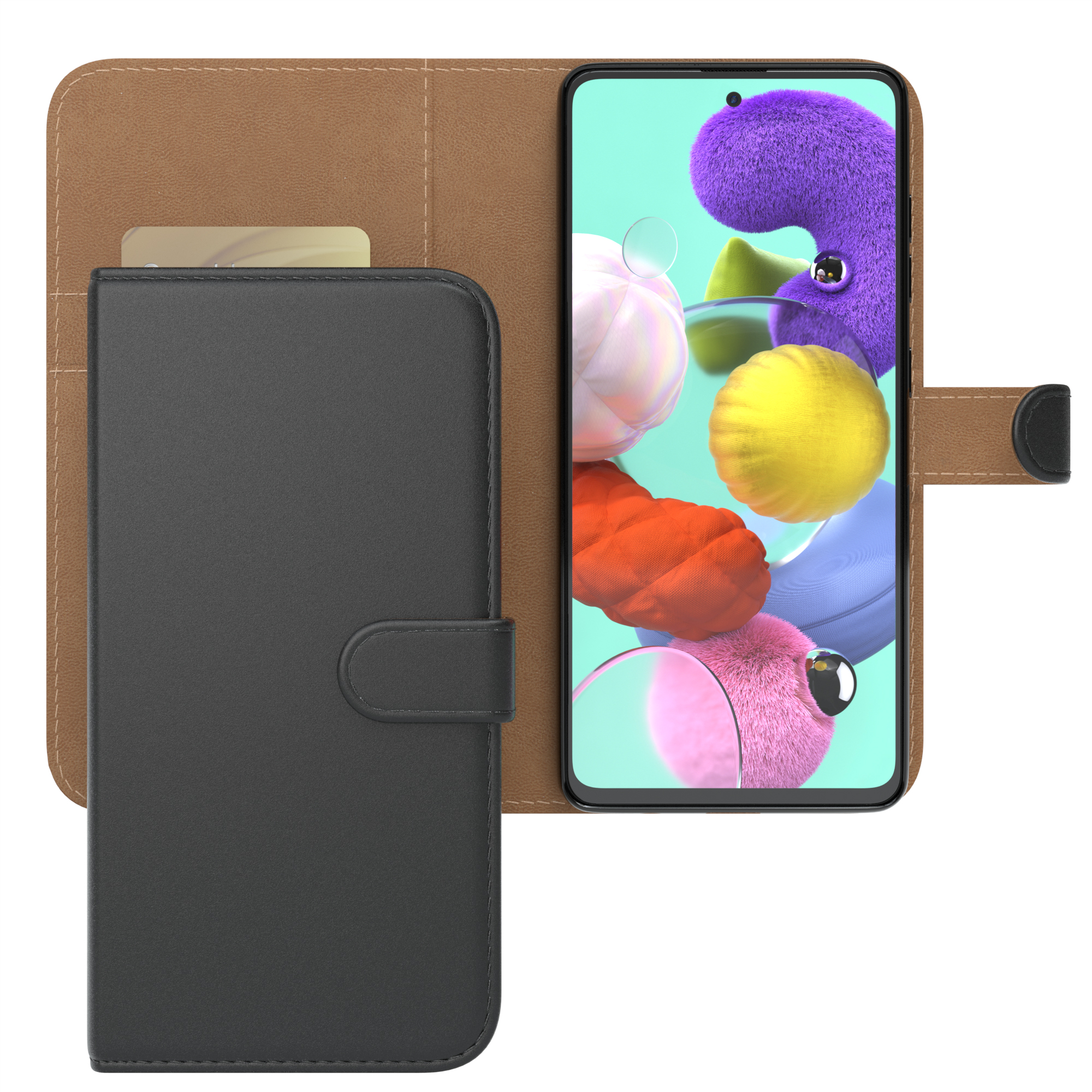 EAZY CASE Klapphülle Schwarz Samsung, Bookstyle mit Galaxy A51, Kartenfach, Bookcover