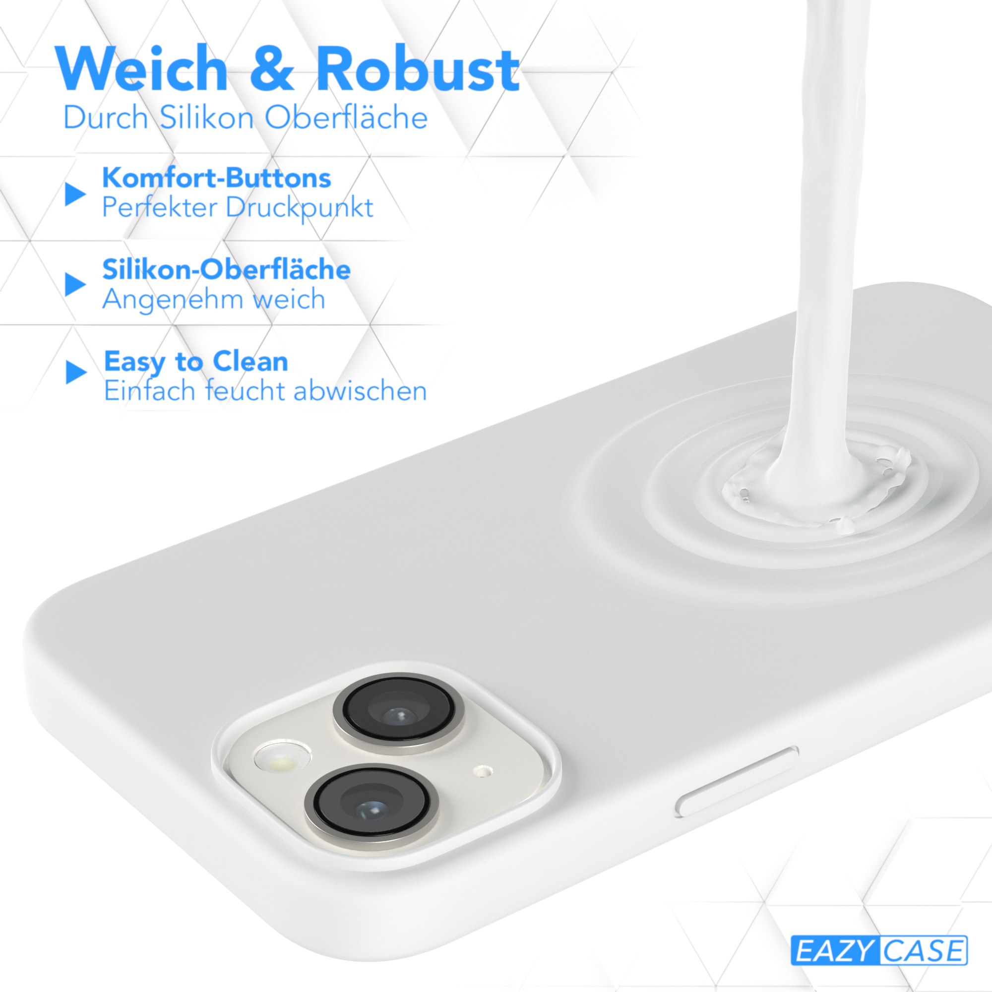 EAZY CASE Premium Silikon Handycase 14, Backcover, Weiß mit iPhone MagSafe, Apple