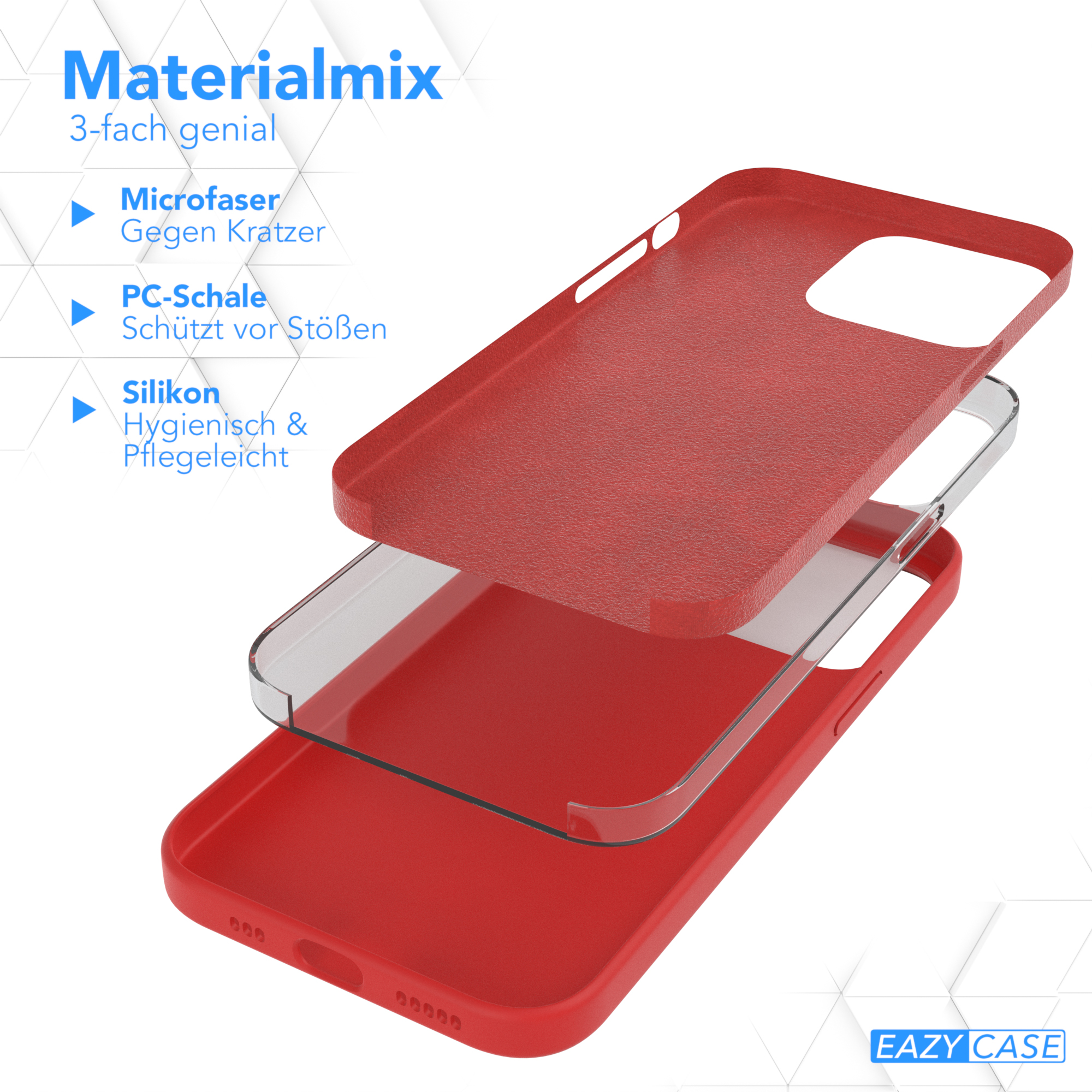 iPhone CASE Handycase, 13 Apple, Backcover, Pro, EAZY Premium Rot Silikon