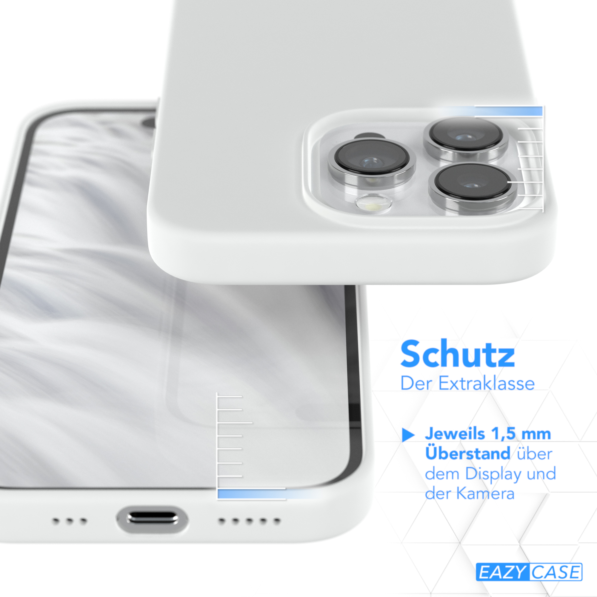 Weiße Handyhülle mit Schutzdetails.
