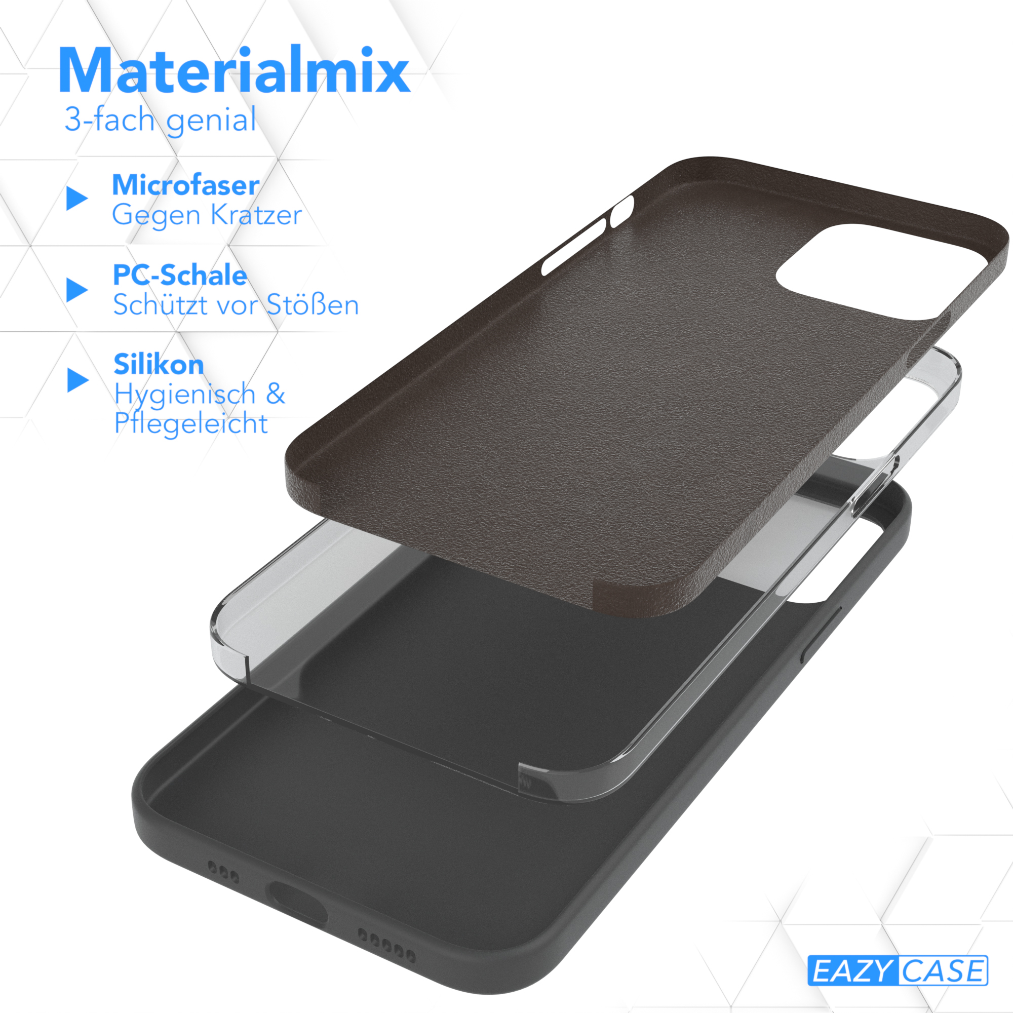 Silikon Handycase, EAZY Grau Max, Anthrazit Pro Premium Apple, Backcover, iPhone CASE 13