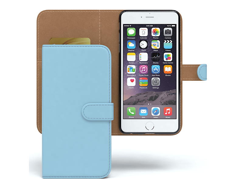 EAZY CASE Bookstyle Klapphülle mit Kartenfach, Bookcover, Apple, iPhone 6 / 6S, Hellblau