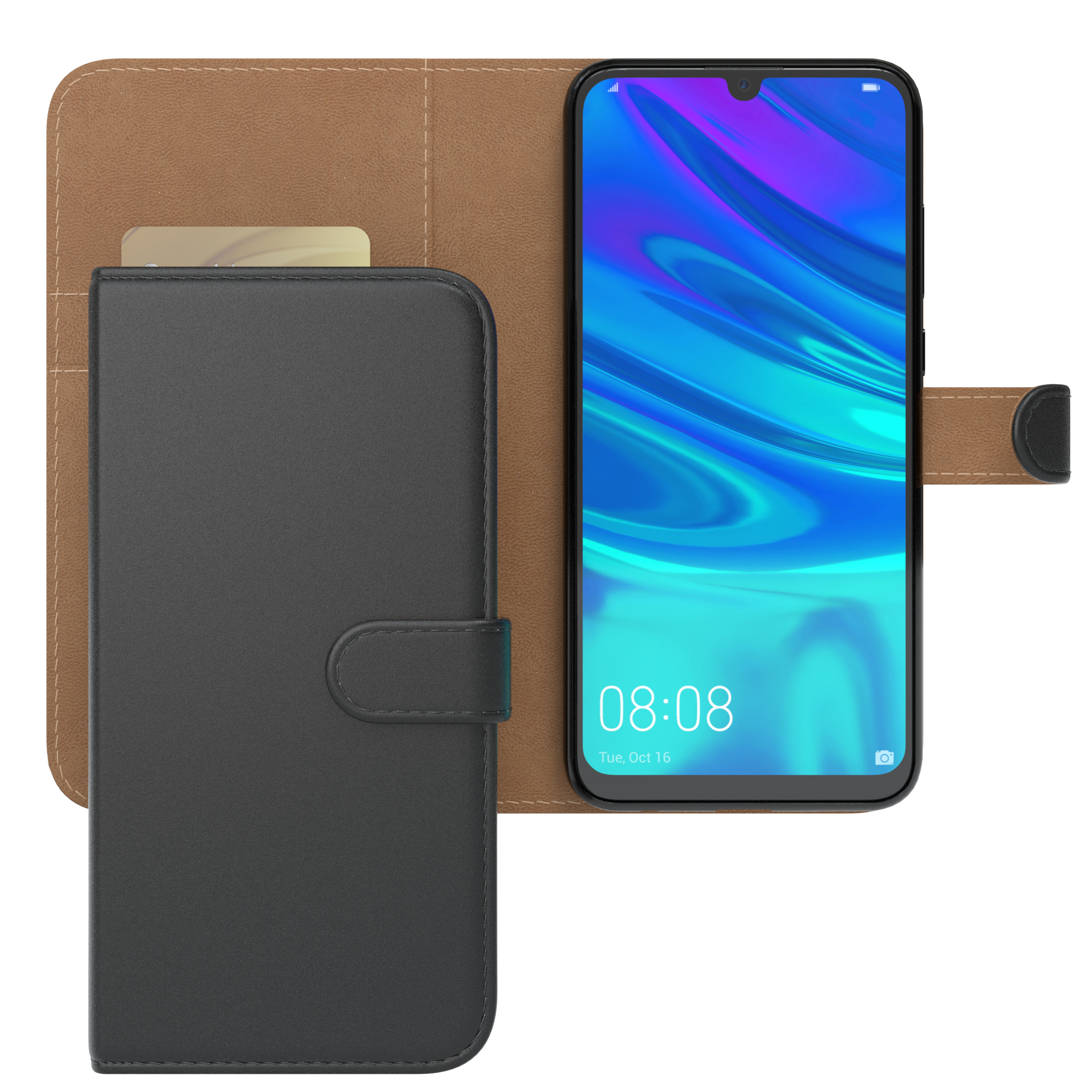 Bookcover, mit (2019), Schwarz P Klapphülle Smart Kartenfach, EAZY Bookstyle CASE Huawei,