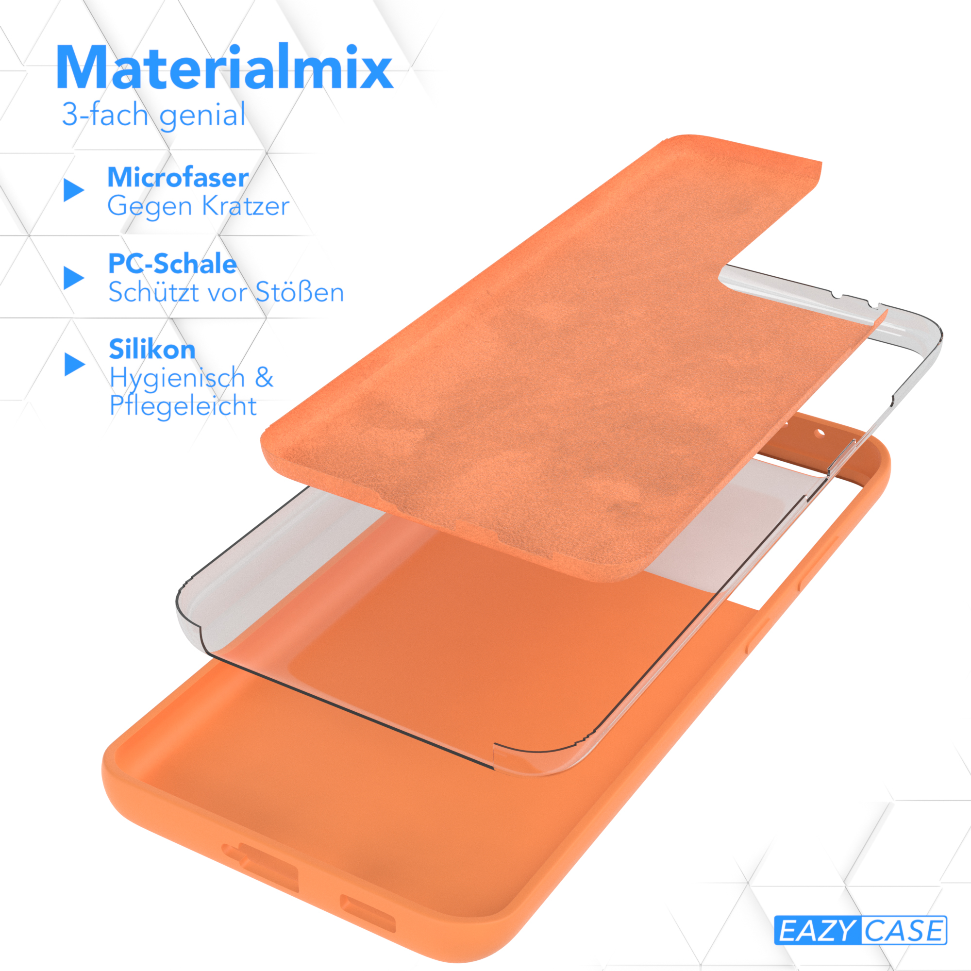 Orange Backcover, Samsung, Premium 5G, Handycase, Galaxy CASE S21 Silikon Ultra EAZY