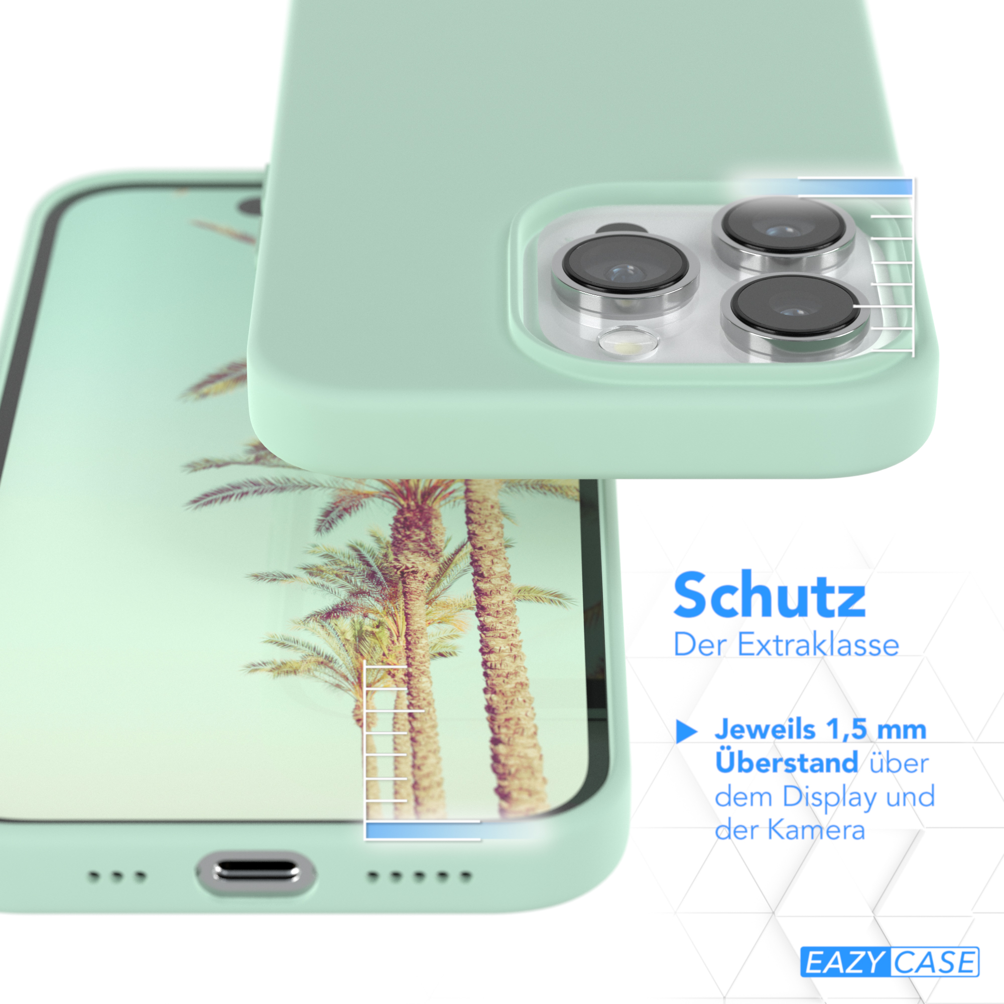 Handycase iPhone Grün 14 Mint CASE Apple, EAZY Premium Pro, Silikon mit Backcover, MagSafe,
