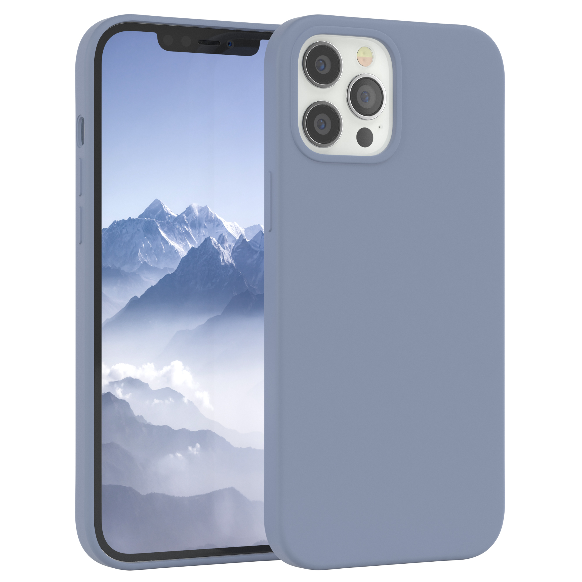 Blaues Telefon in blauer Hülle. Das Telefon hat eine Kameraausbuchtung.
