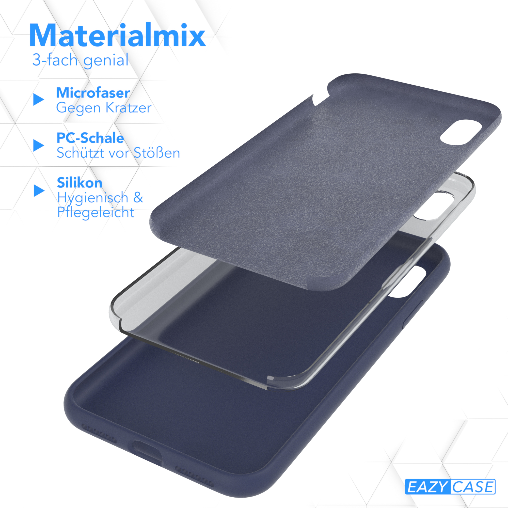 EAZY CASE Blau XS, Backcover, X Nachtblau Premium Silikon Handycase, Apple, iPhone / /