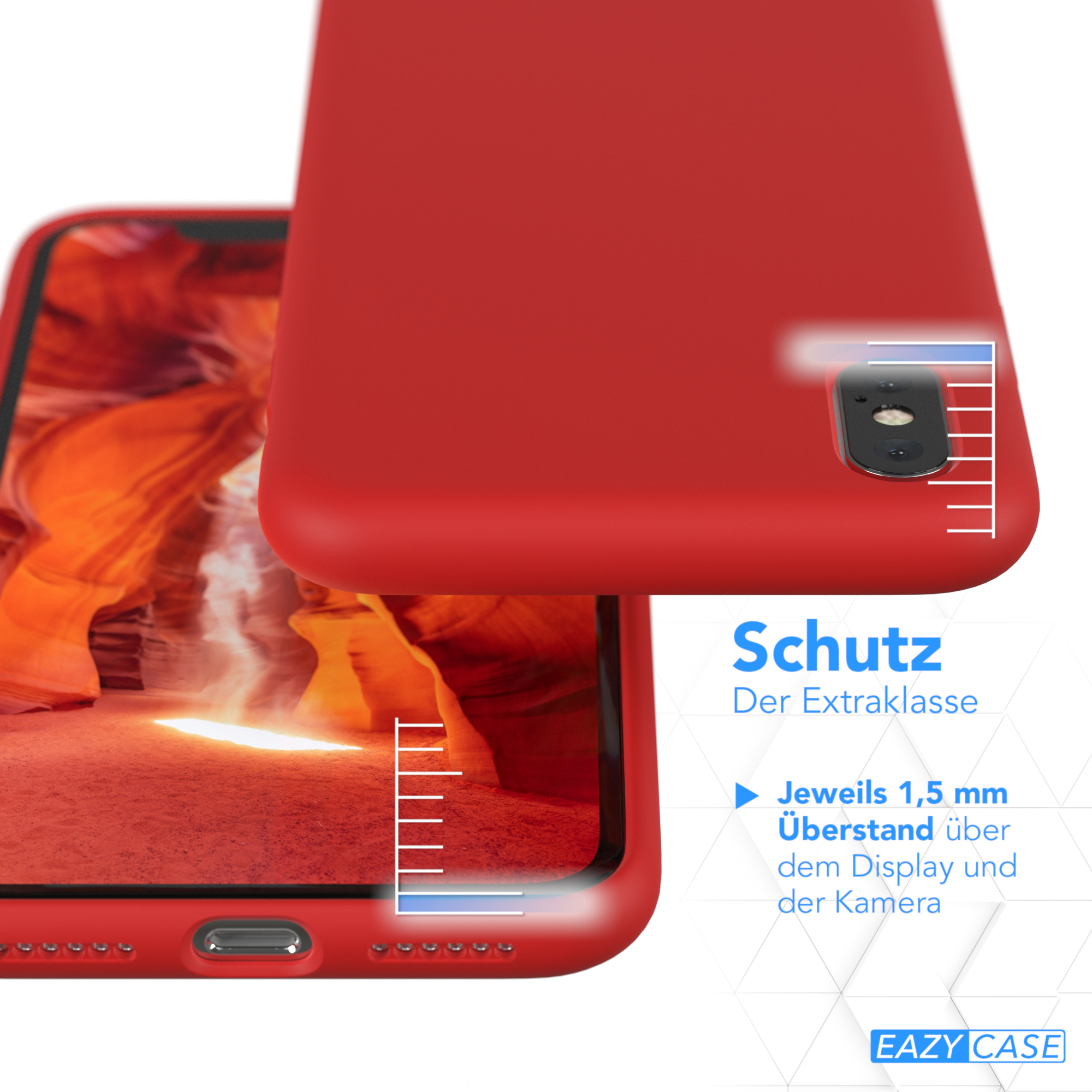 EAZY CASE Premium Silikon Handycase, Rot Max, XS Backcover, Apple, iPhone