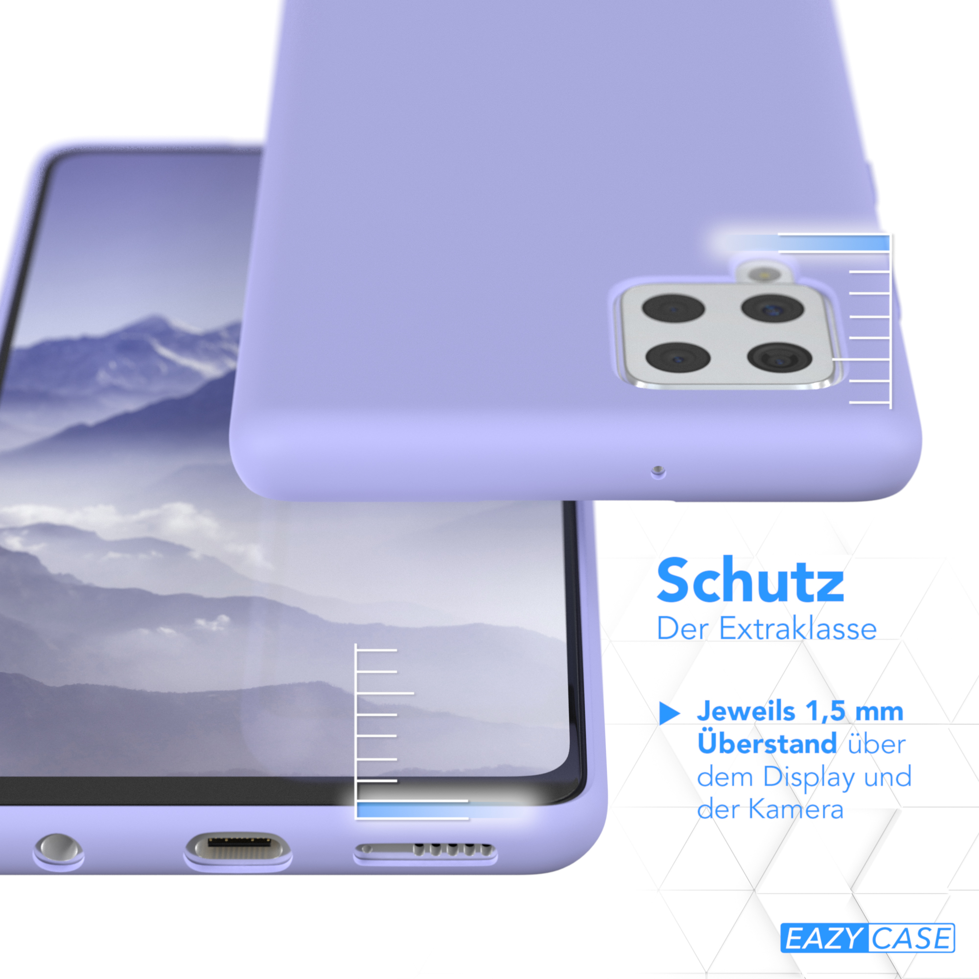 Eine Handyhülle wird gezeigt. Die Hülle bietet zusätzlichen Schutz mit 1,5 mm Abdeckung über Bildschirm und Kamera.