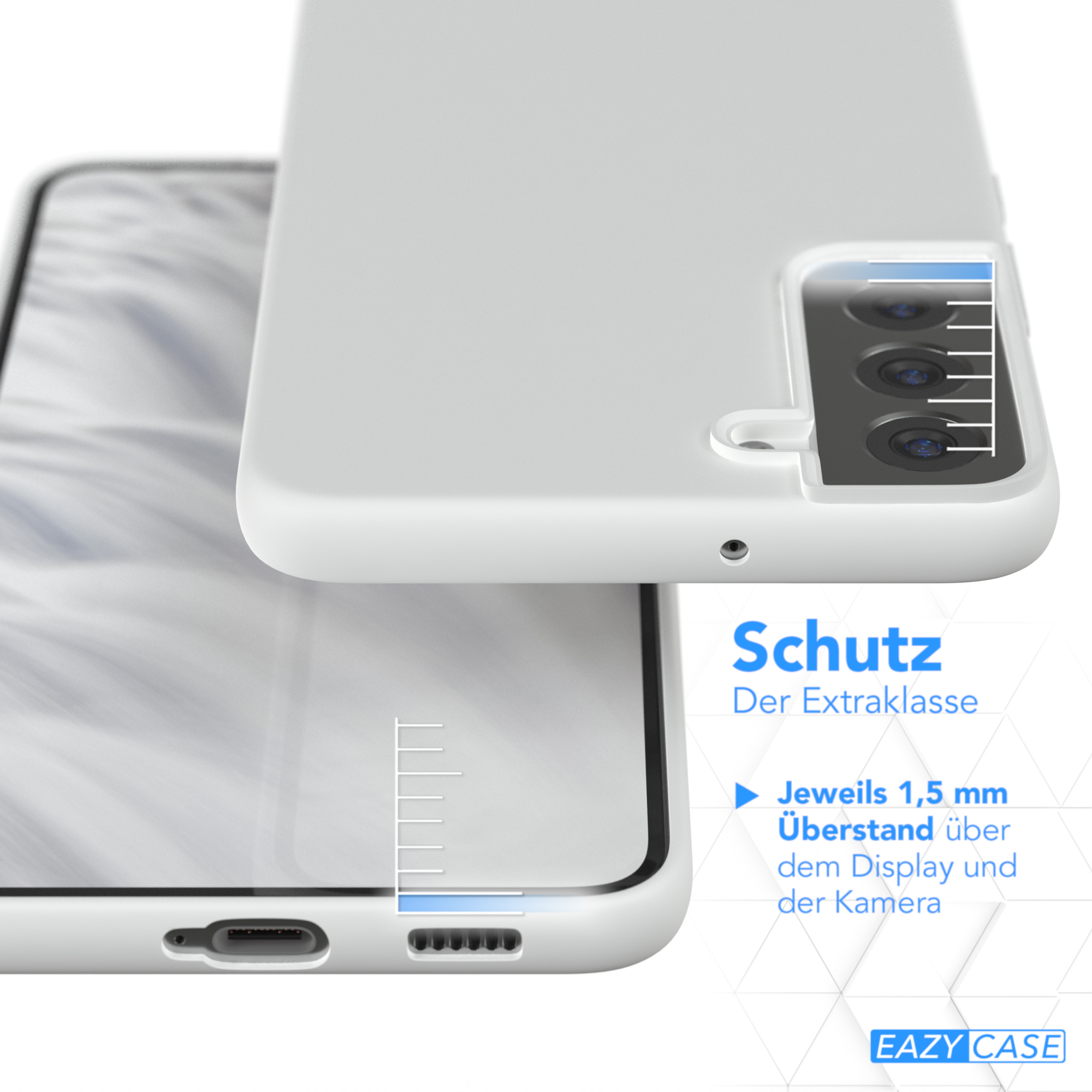 S22 Backcover, Plus CASE EAZY Silikon Handycase, 5G, Premium Weiß Samsung, Galaxy