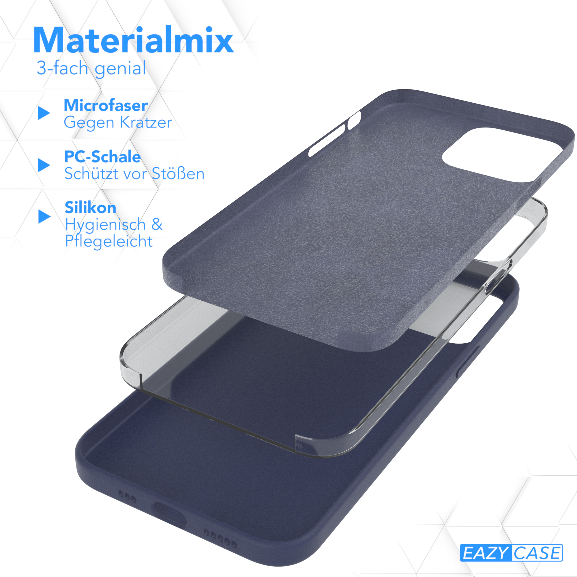 EAZY CASE Premium Silikon Handycase, iPhone Nachtblau Max, Blau / Apple, Pro Backcover, 13