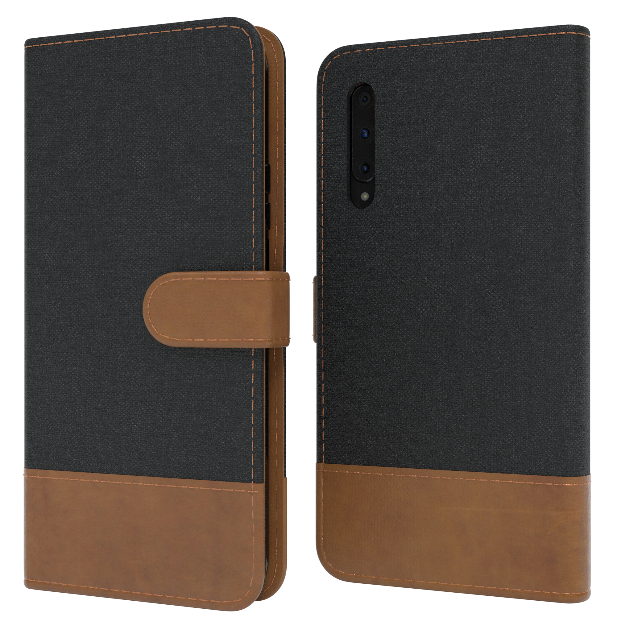 EAZY CASE Bookstyle Klapphülle Jeans Pro (2019) Bookcover, / Huawei, Smart / 9X Pro, Y9s Kartenfach, Schwarz mit Honor P