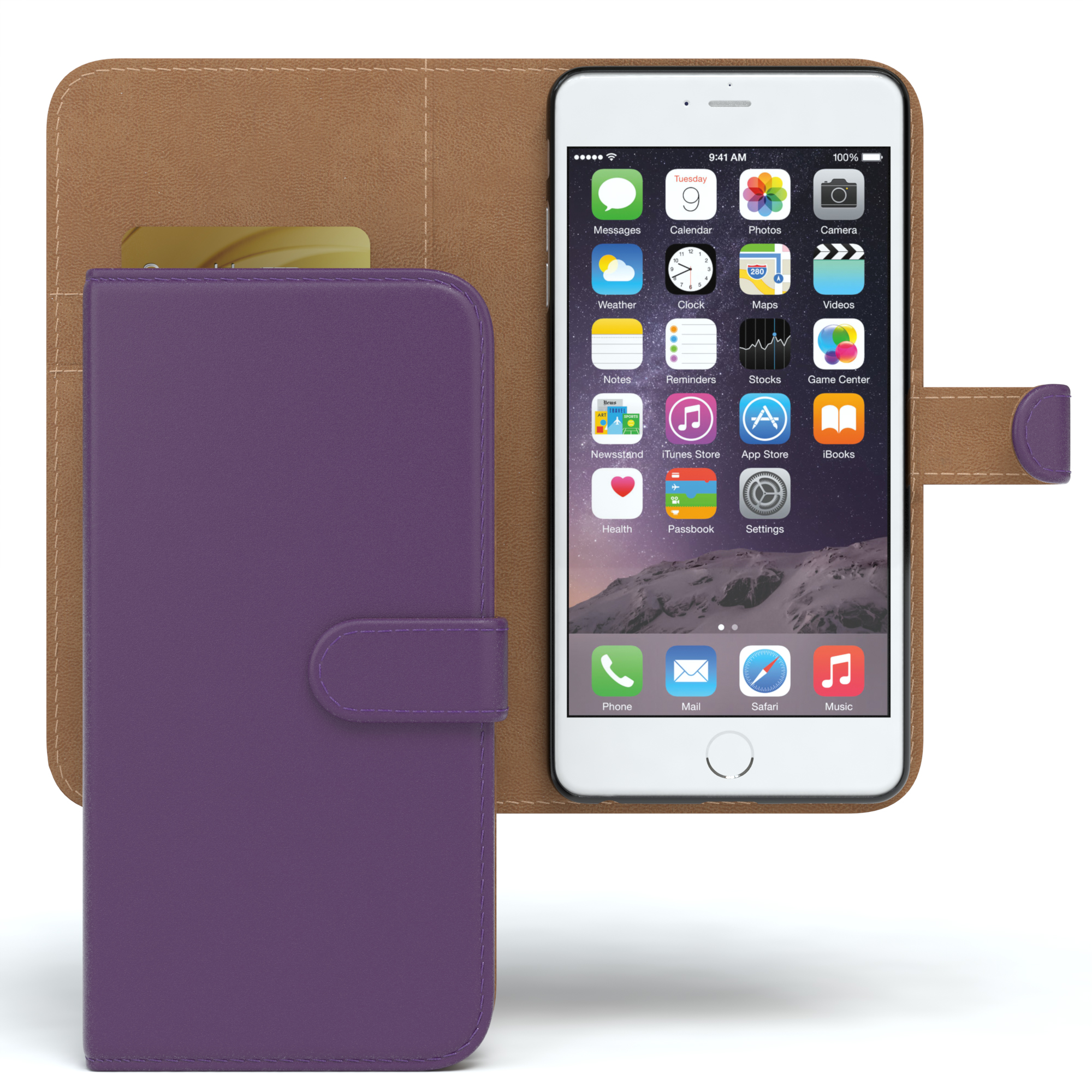 EAZY CASE Bookcover, Bookstyle Apple, iPhone mit 6S Kartenfach, 6 Lila / Plus, Plus Klapphülle