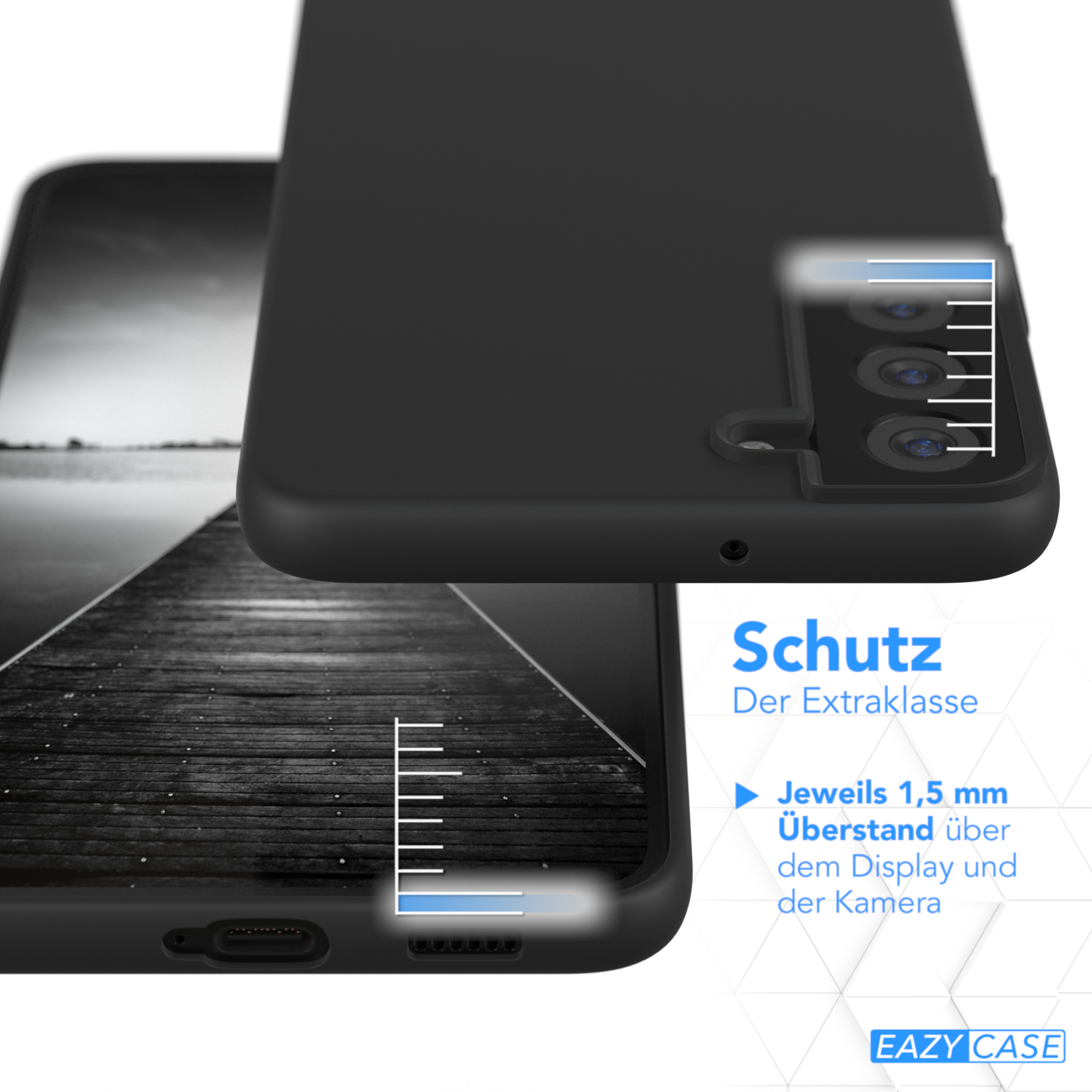 S22 EAZY Samsung, Handycase, Galaxy Plus 5G, Silikon Backcover, Premium CASE Schwarz