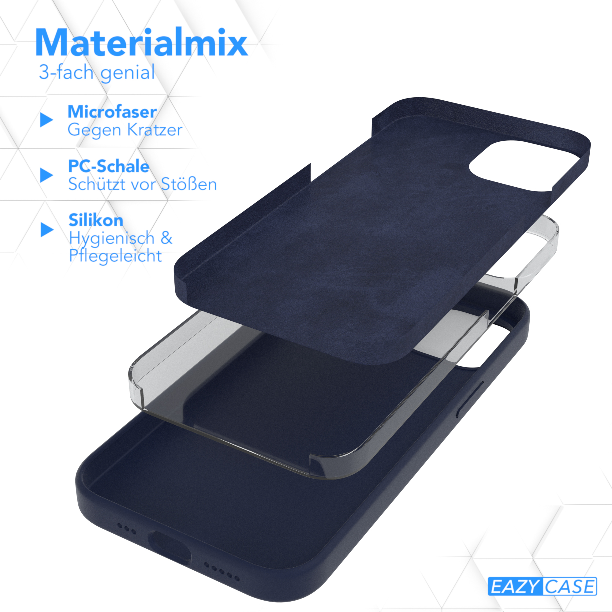 Handycase, Premium Silikon CASE 14, iPhone Blau Apple, / EAZY Nachtblau Backcover,