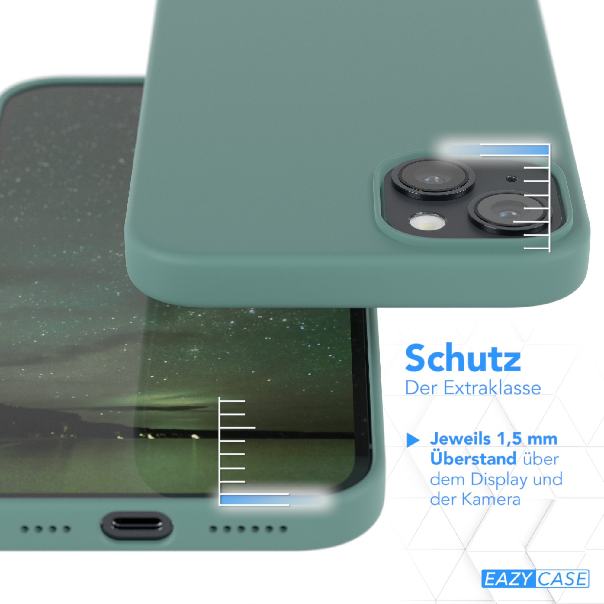 14 Silikon EAZY mit Backcover, iPhone Dunkelgrün MagSafe, CASE Premium Plus, Handycase Apple,