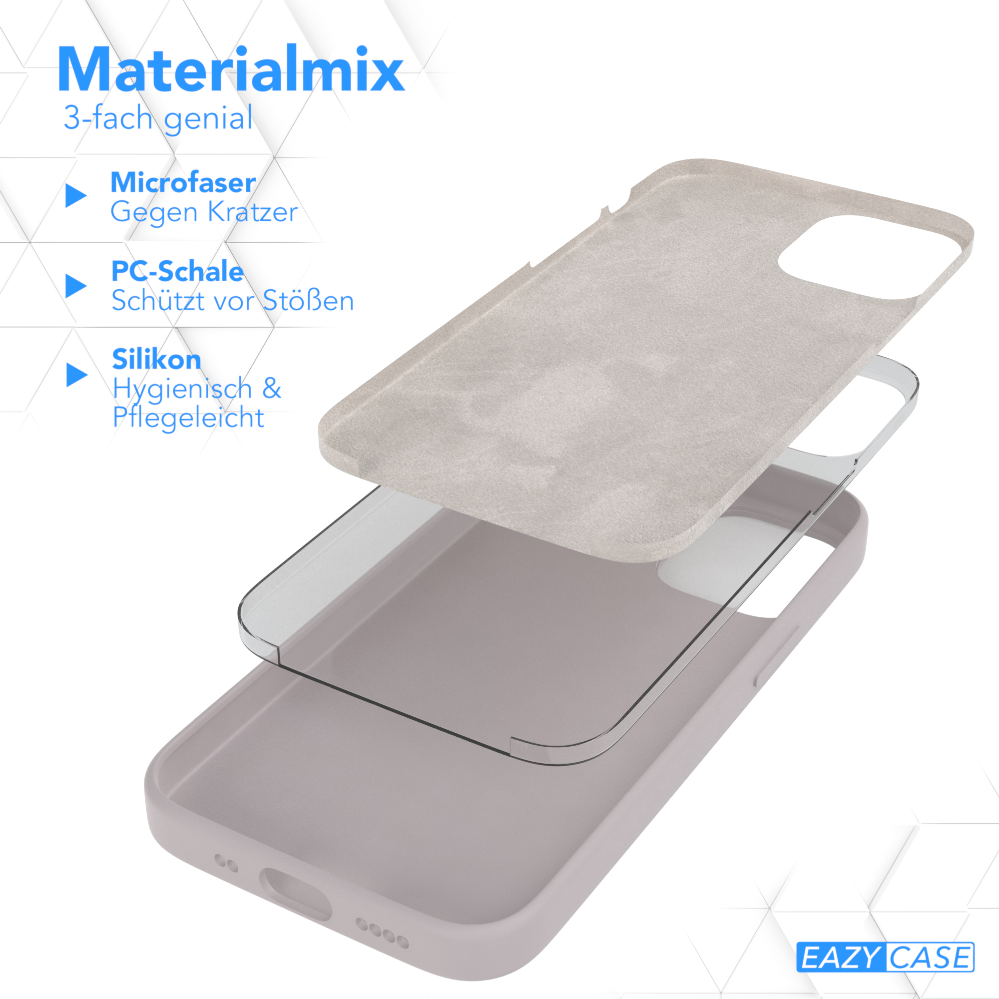 Handyhülle Schichten: Mikrofaser, PC-Schale und Silikon.