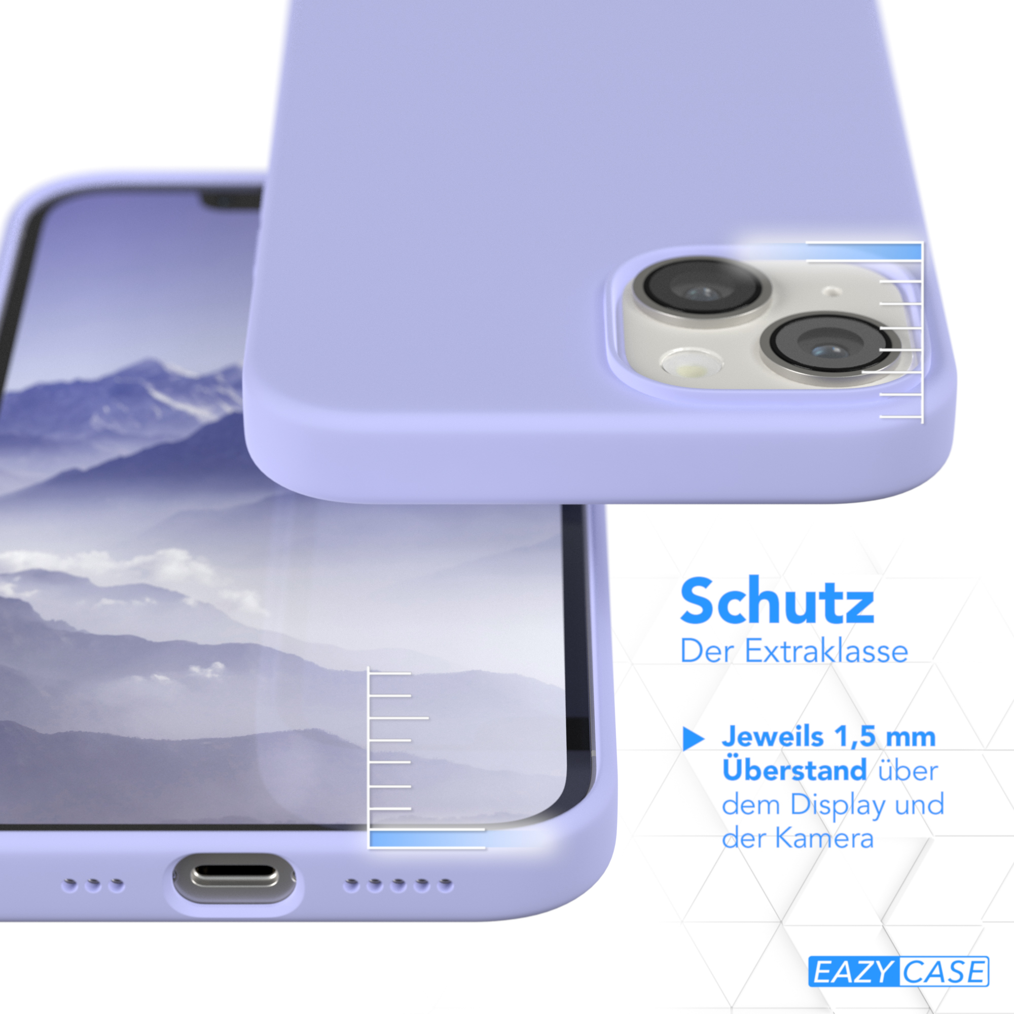 EAZY CASE Premium Silikon Handycase, Lila Violett iPhone Backcover, / Lavendel Apple, 14