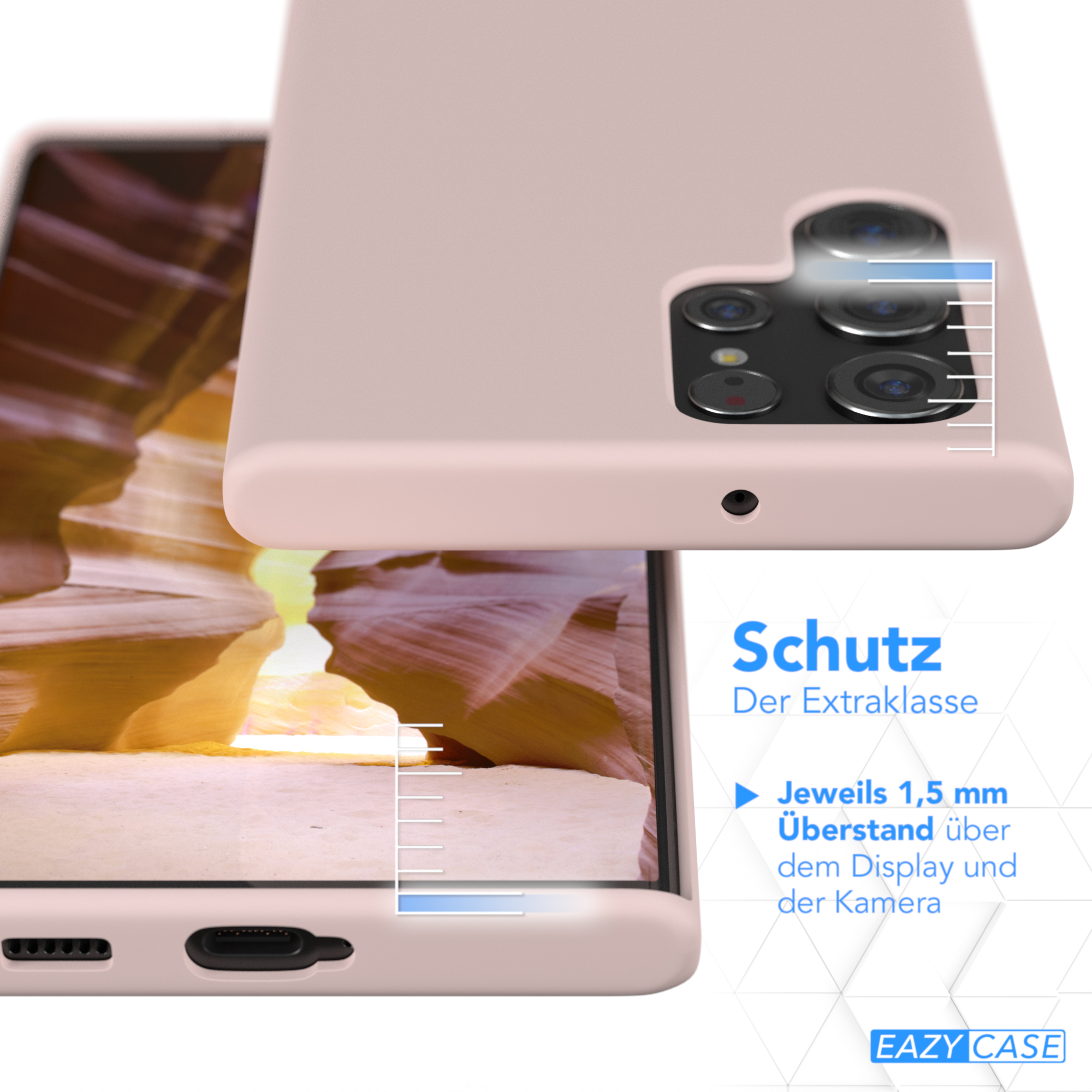 CASE Premium Backcover, Ultra / S22 Silikon EAZY Altrosa Samsung, 5G, Rosa Galaxy Handycase,