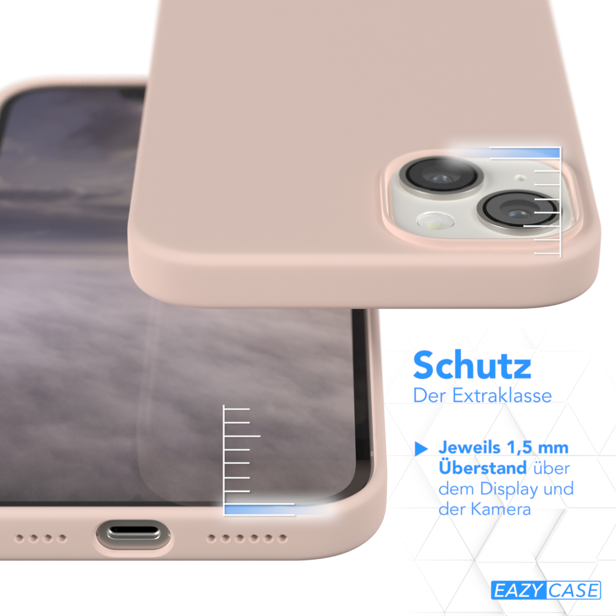 Plus, 14 Handycase, Silikon Braun Apple, CASE EAZY Premium Backcover, iPhone Rosa