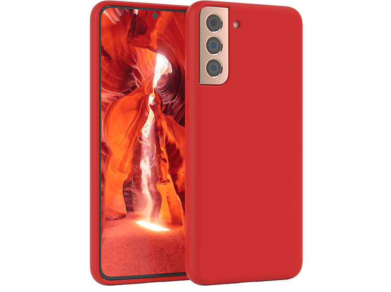 CASE Backcover, S21 Plus Silikon Galaxy Handycase, Rot EAZY Samsung, 5G, Premium