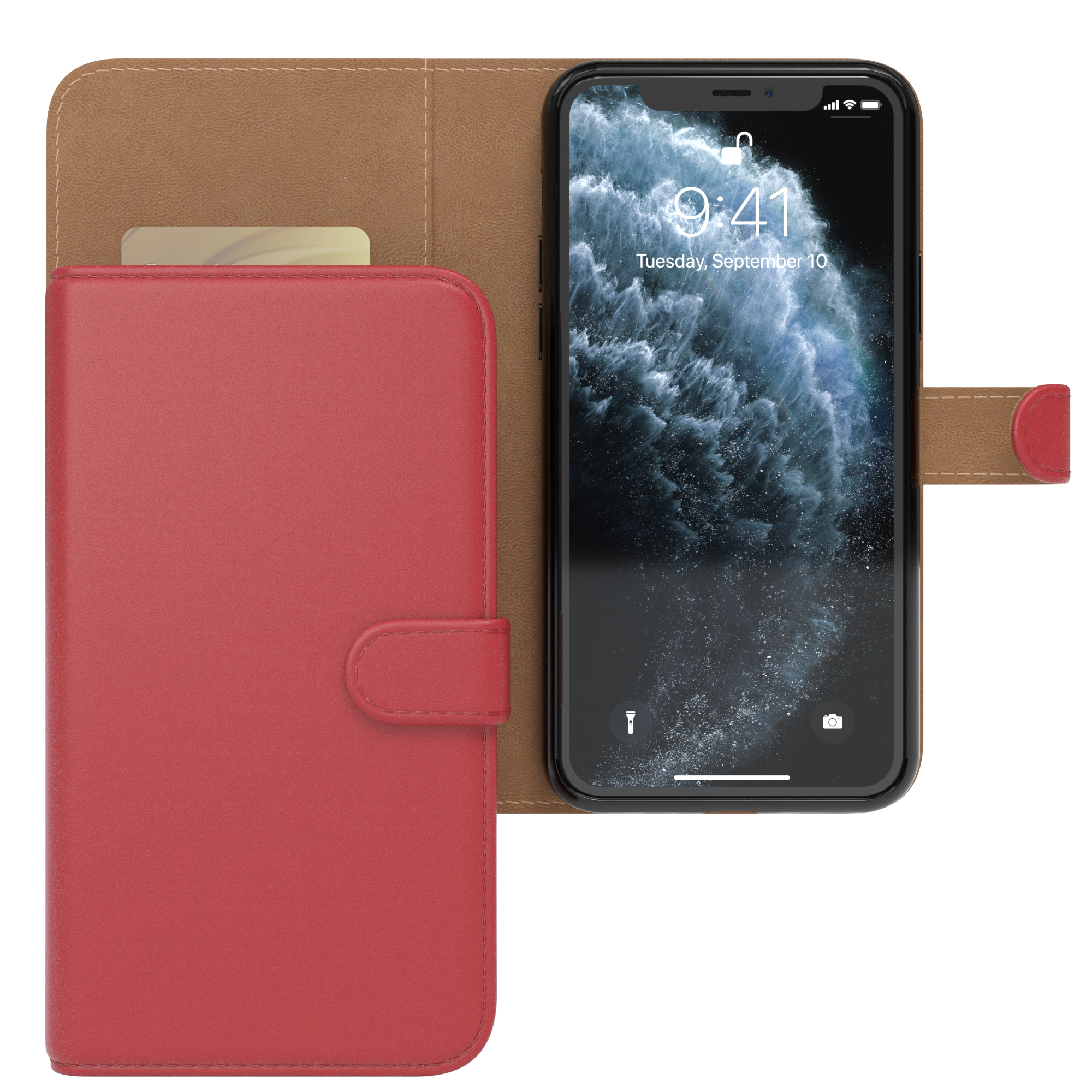 EAZY CASE Bookstyle Klapphülle iPhone Kartenfach, mit Bookcover, 11 Apple, Pro, Rot