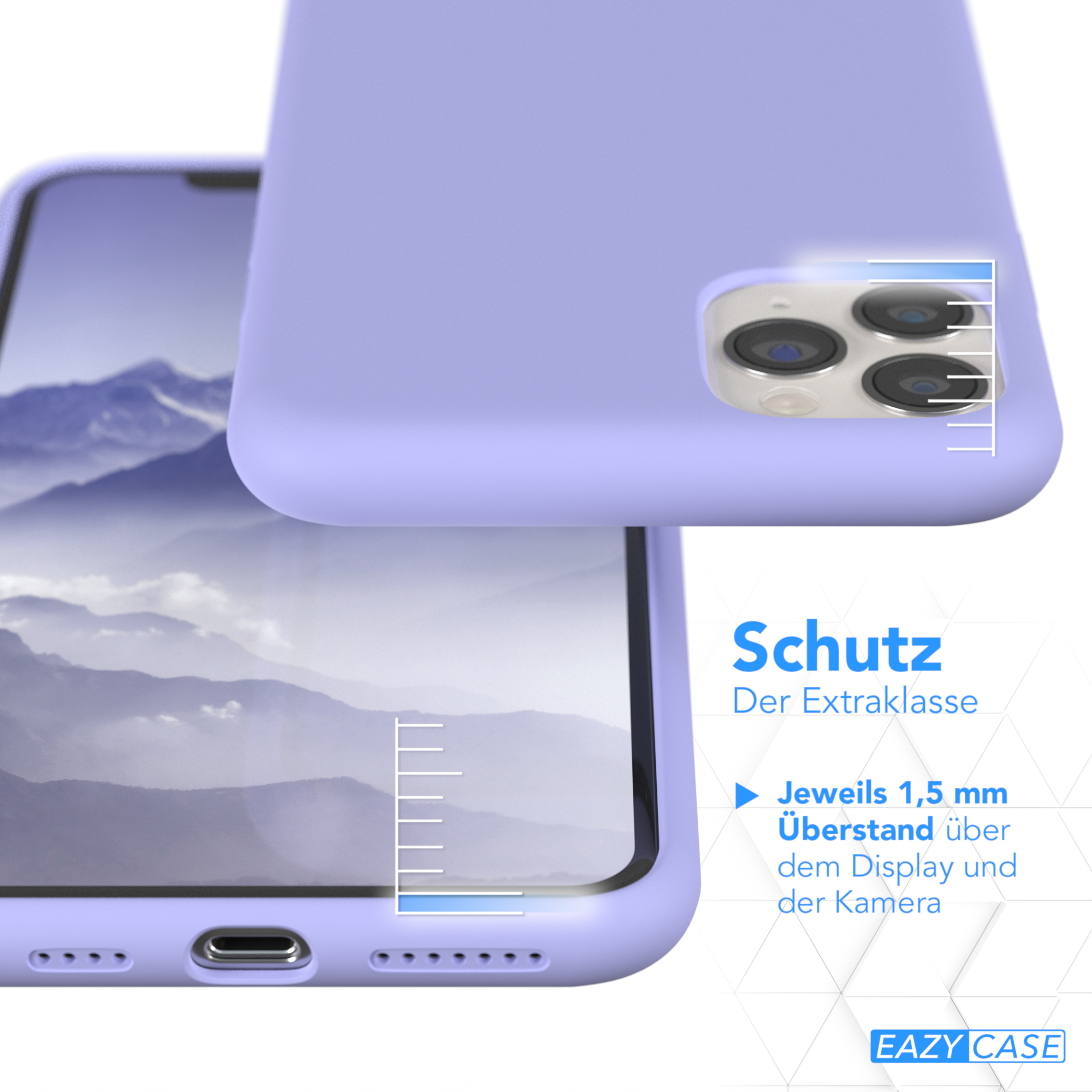 Eine Handyhülle auf einem Telefon, die Bildschirmschutz- und Kameradetails zeigt.