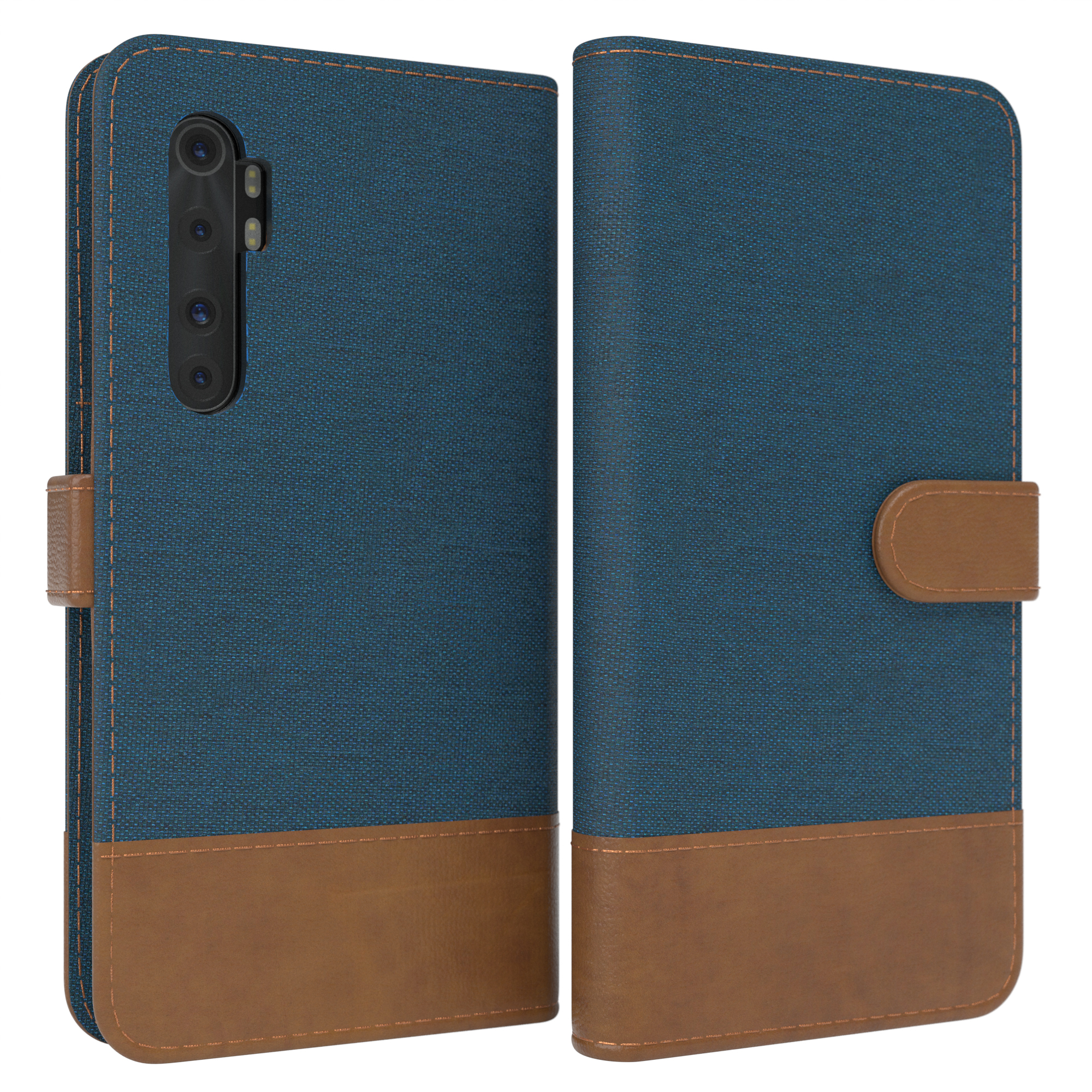 Blau Xiaomi, Bookstyle Lite, mit EAZY Mi Kartenfach, Bookcover, CASE Klapphülle Jeans Note 10