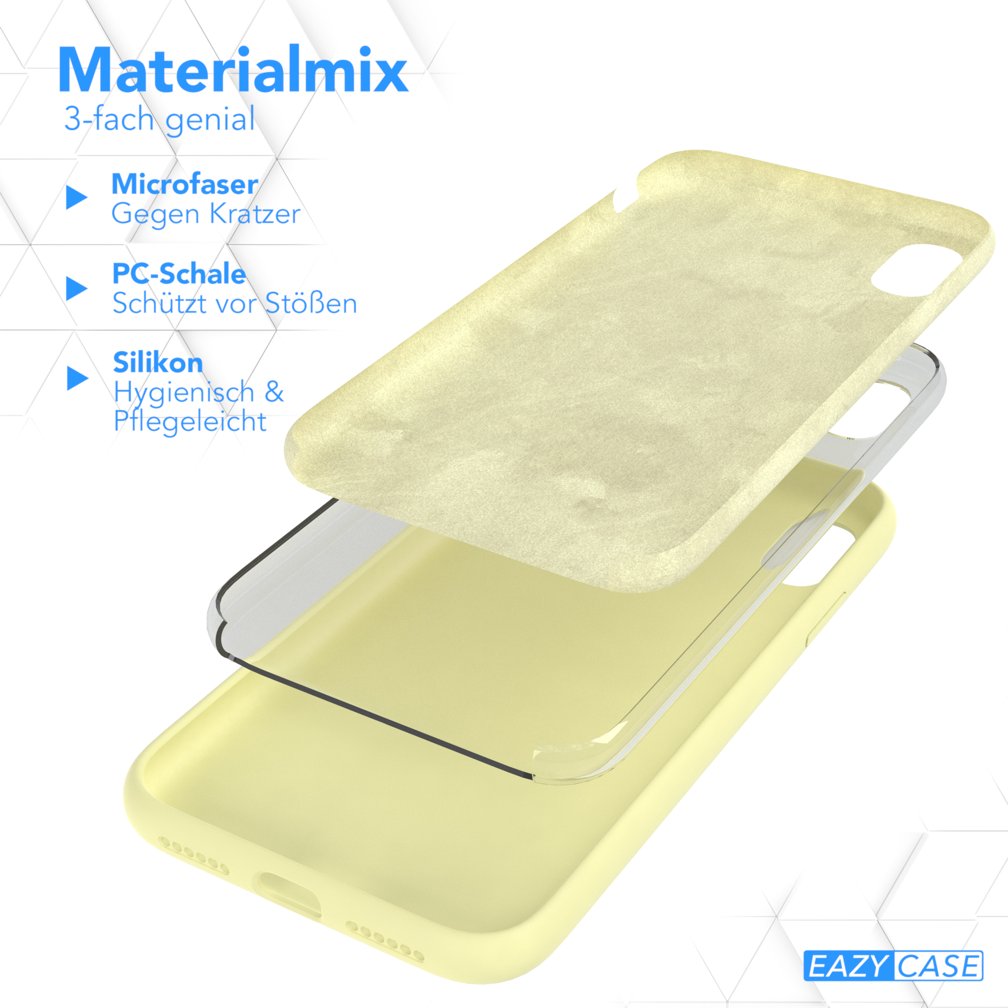 Handyhüllen-Schichten mit Mikrofaser, PC-Schale und Silikonmaterialien.