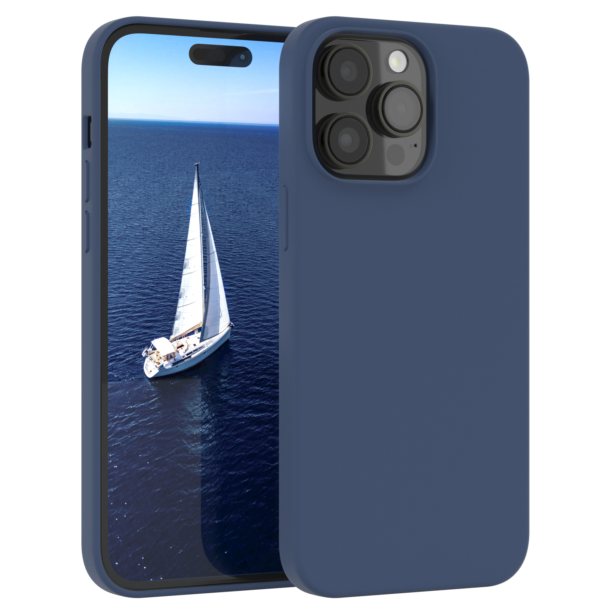 EAZY Handycase, Backcover, Premium Apple, CASE Silikon Pro Max, 14 iPhone Blau