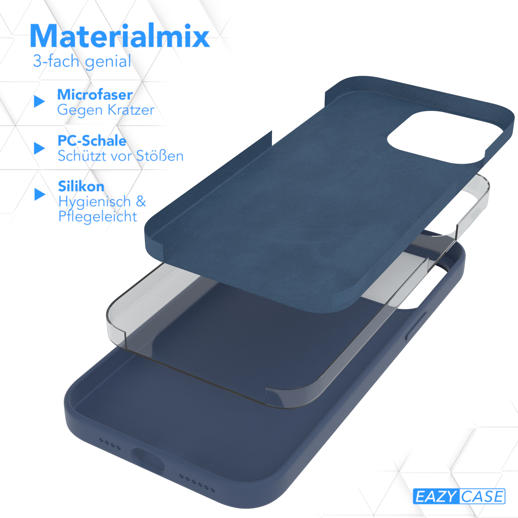 Backcover, Apple, Max, Handycase, Premium Silikon EAZY CASE Pro 14 Blau iPhone