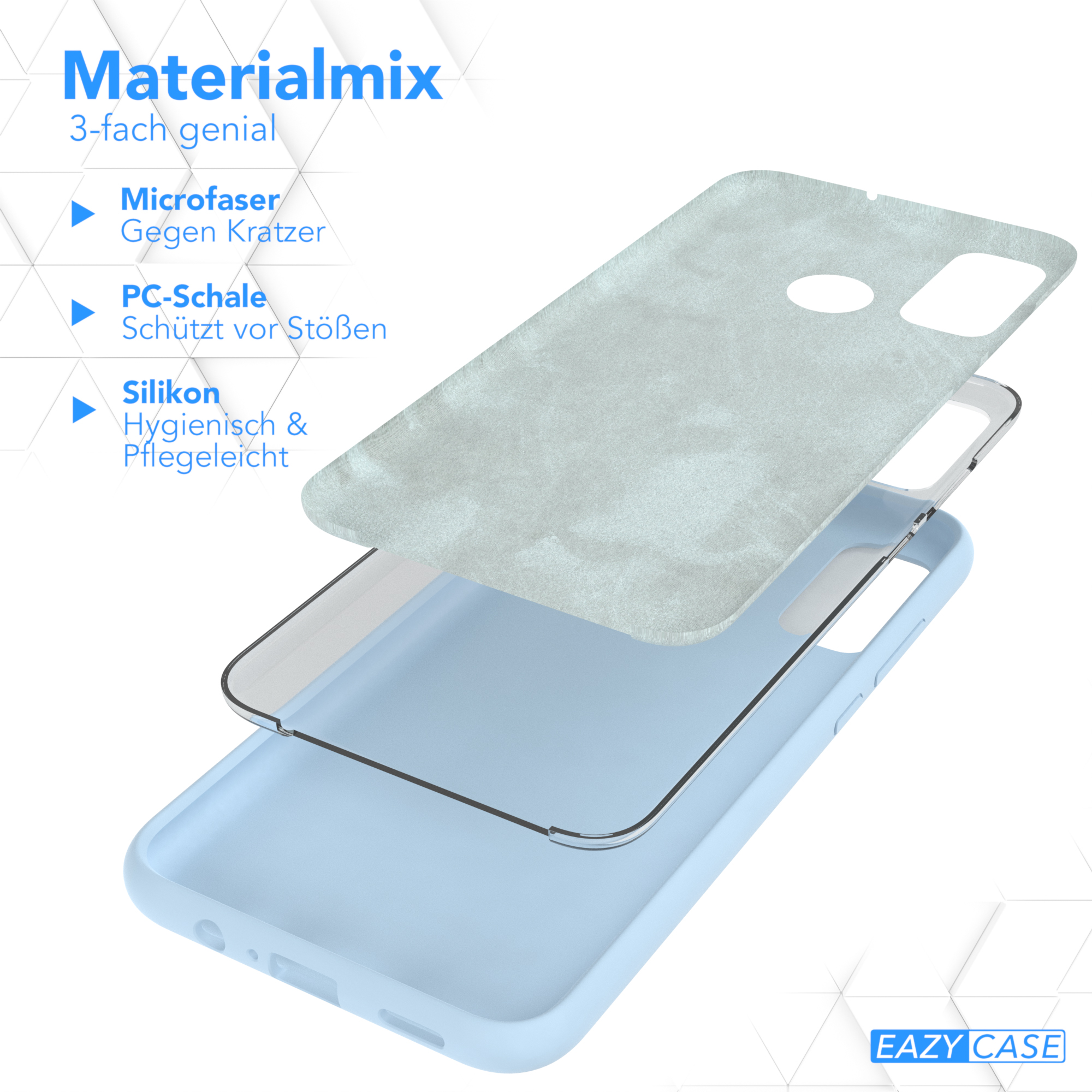Handyhülle Schichten: Mikrofaser, PC-Schale und Silikon.