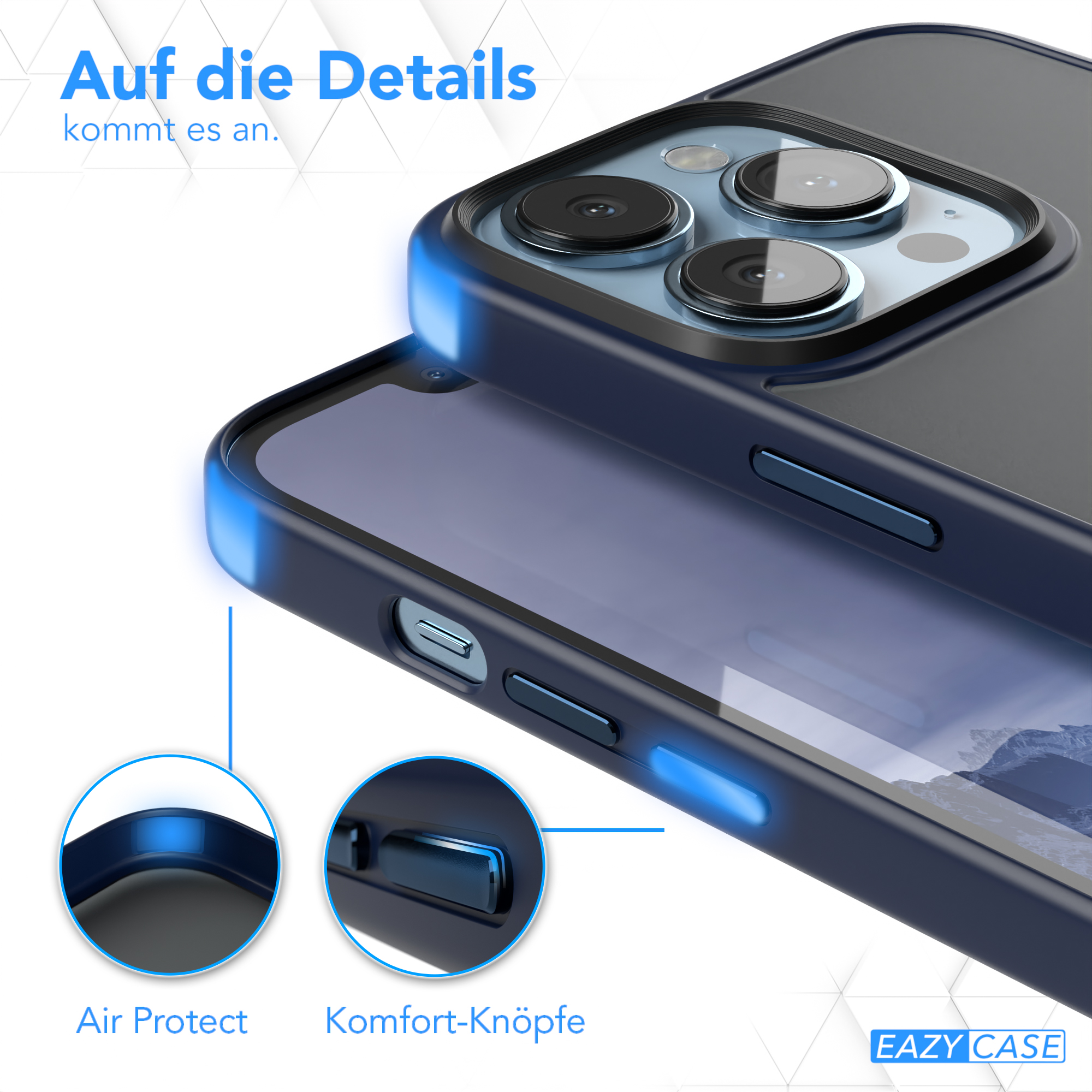 / Apple, iPhone Backcover, CASE 13 Matt, Pro, Outdoor Case Nachtblau EAZY Blau