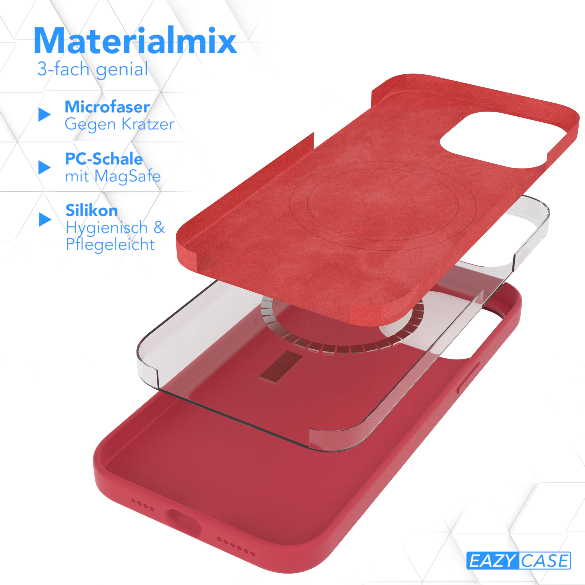 Max, Pro Premium Silikon mit Handycase Backcover, iPhone Apple, / Rot MagSafe, 14 CASE Beere EAZY