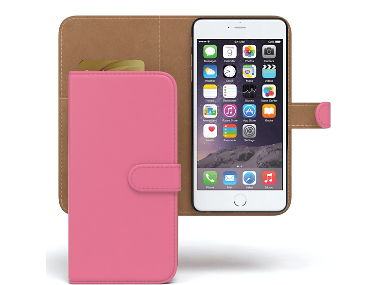 mit Plus Klapphülle Bookcover, Plus, 6 Kartenfach, 6S / CASE Bookstyle iPhone EAZY Pink Apple,