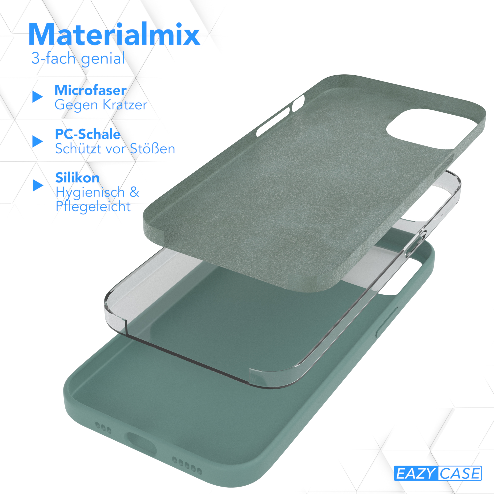 Handycase, / Backcover, Apple, Nachtgrün EAZY Grün Premium iPhone Silikon CASE 13,