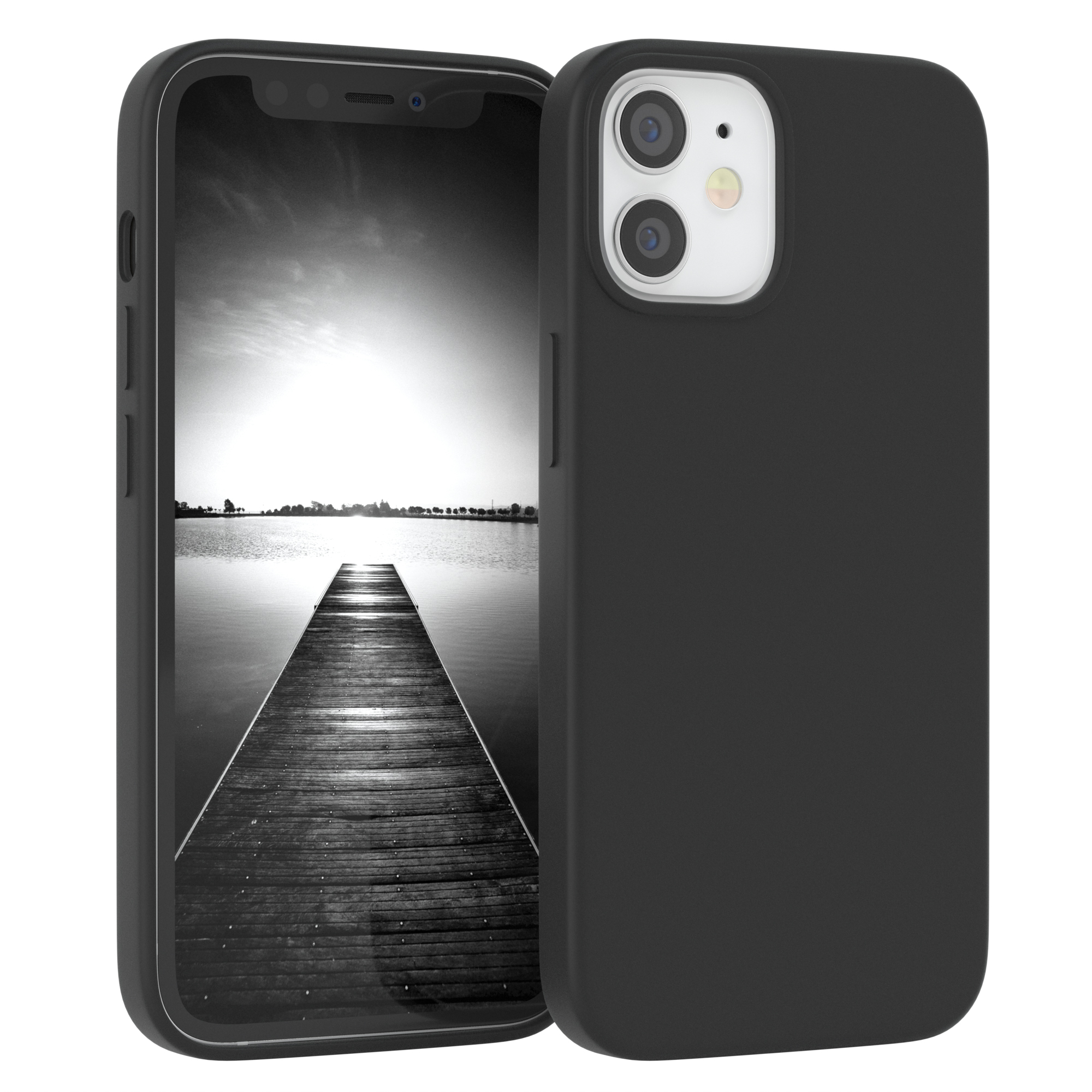 EAZY CASE Premium Silikon iPhone Handycase, Backcover, 12 Mini, Schwarz Apple