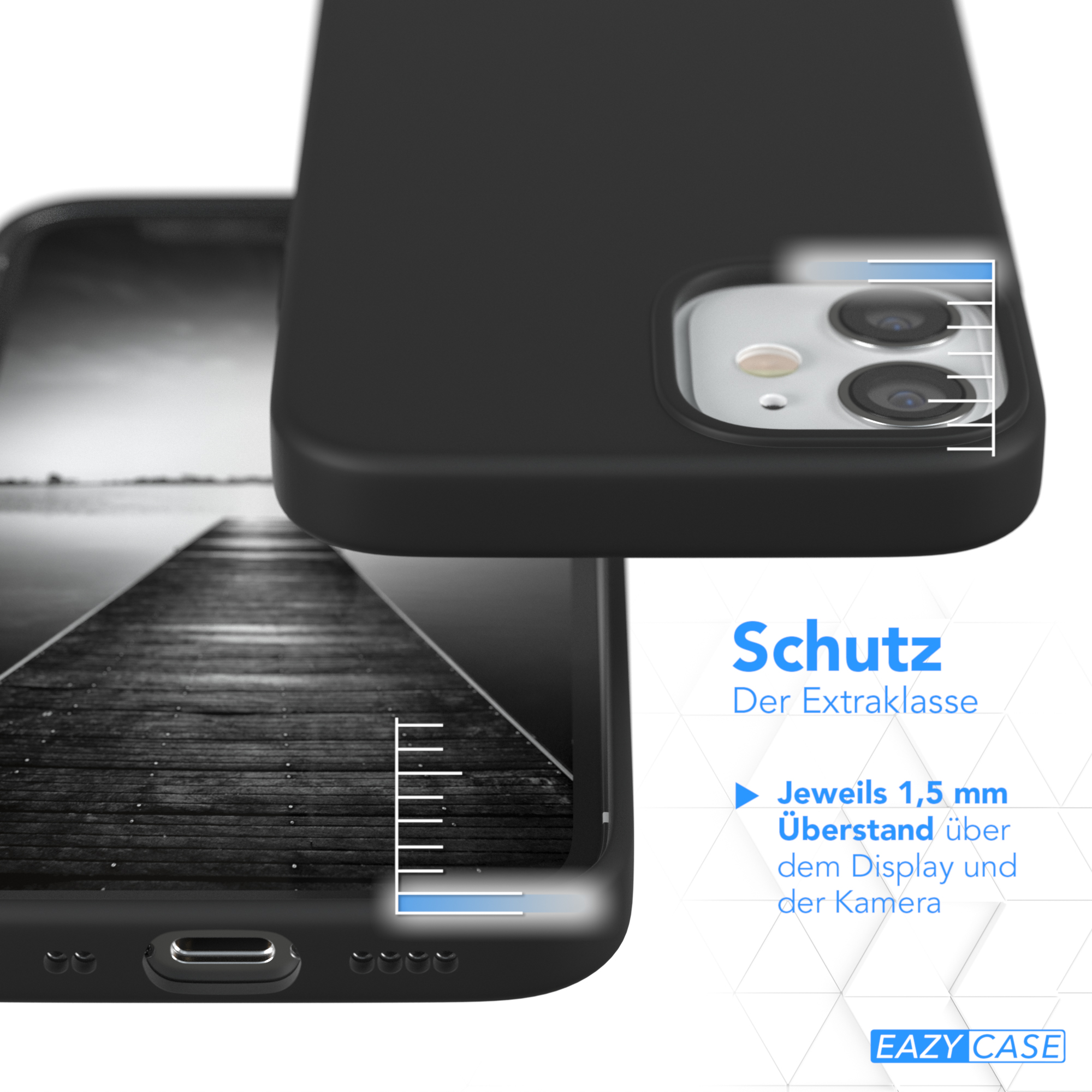 Schwarz 12 Handycase, EAZY iPhone Apple, Backcover, Premium Mini, CASE Silikon