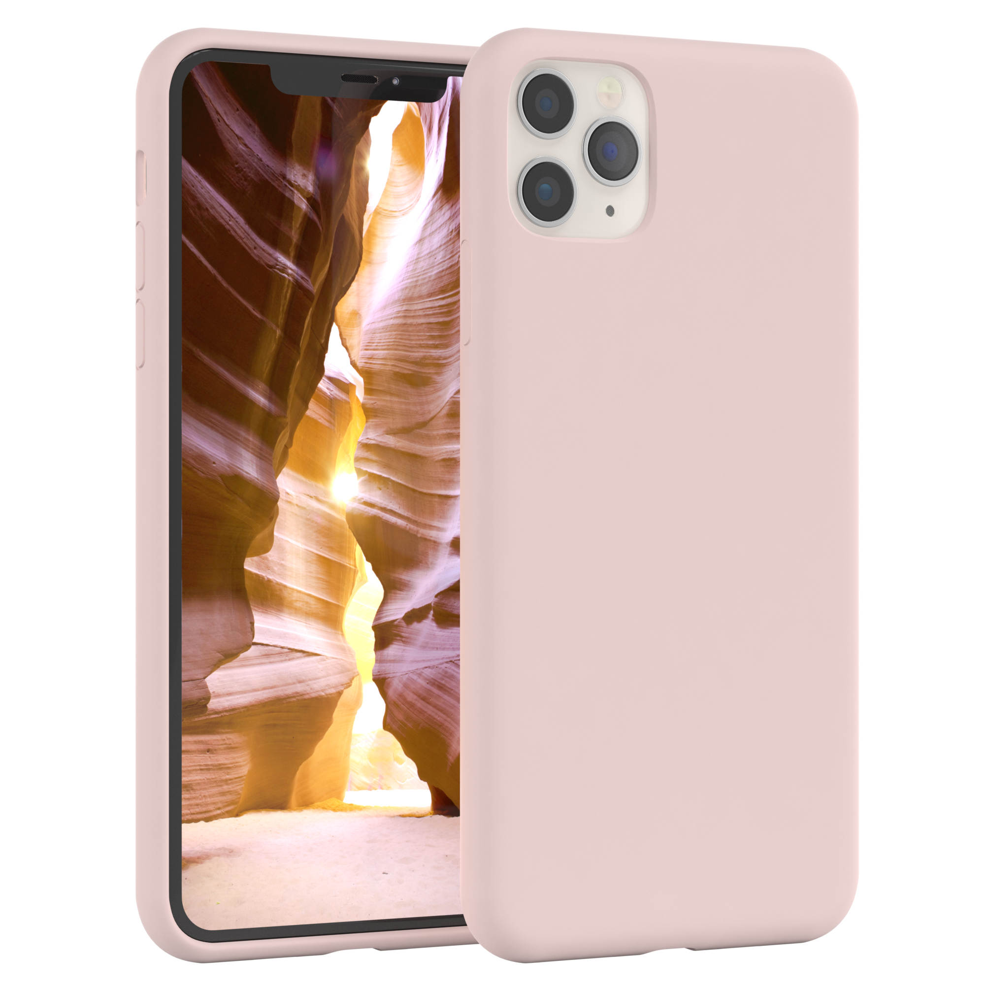 Rosa Handyhülle mit Canyon-Handy. Das Handy ist in einer rosa Hülle.