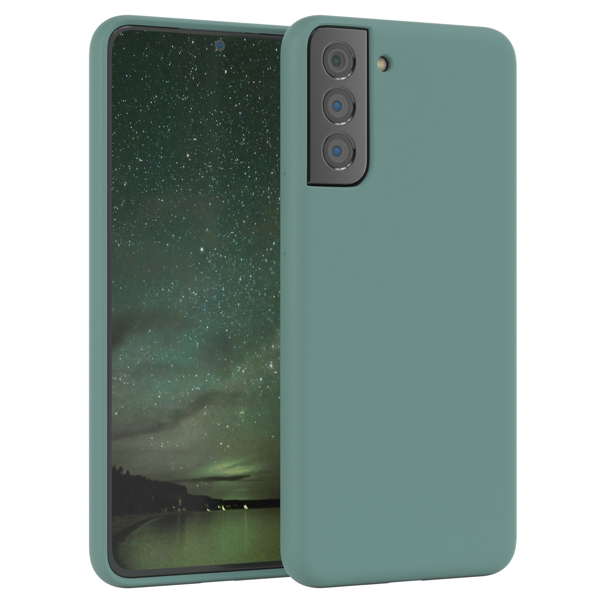 EAZY CASE Backcover, / Premium Silikon Samsung, Galaxy S21 Nachtgrün Grün Plus 5G, Handycase