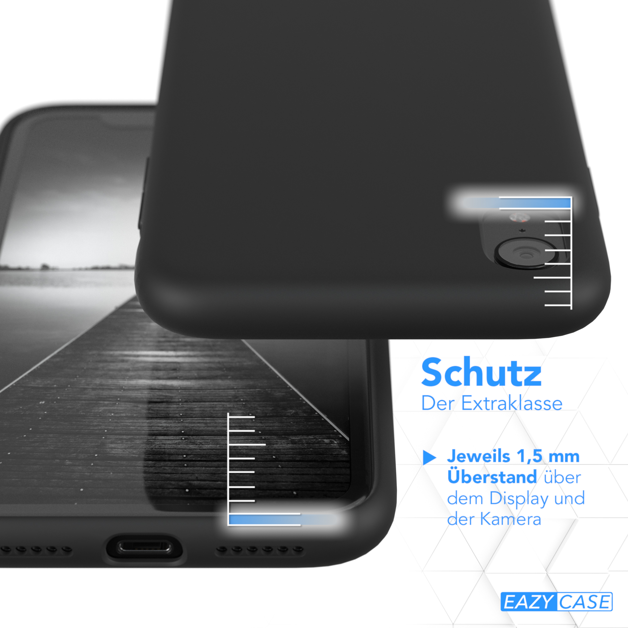 EAZY CASE Schwarz Apple, Backcover, iPhone XR, Handycase, Premium Silikon