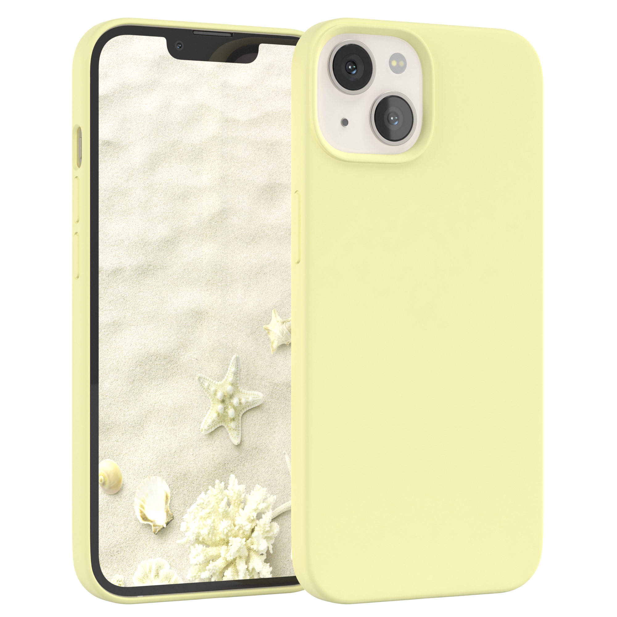 Gelbe Handyhülle mit einem Telefon darin.