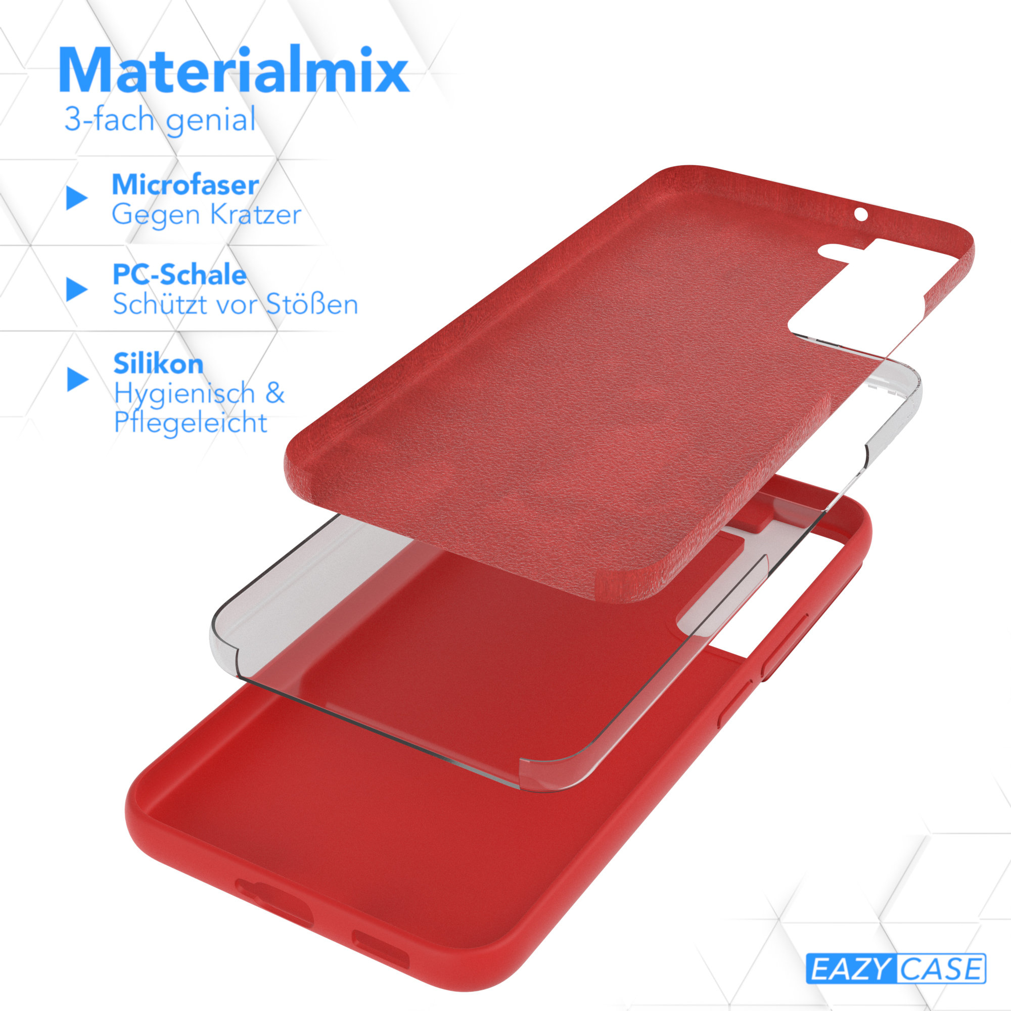 Premium CASE Backcover, Rot EAZY 5G, Handycase, Silikon Galaxy Samsung, S22