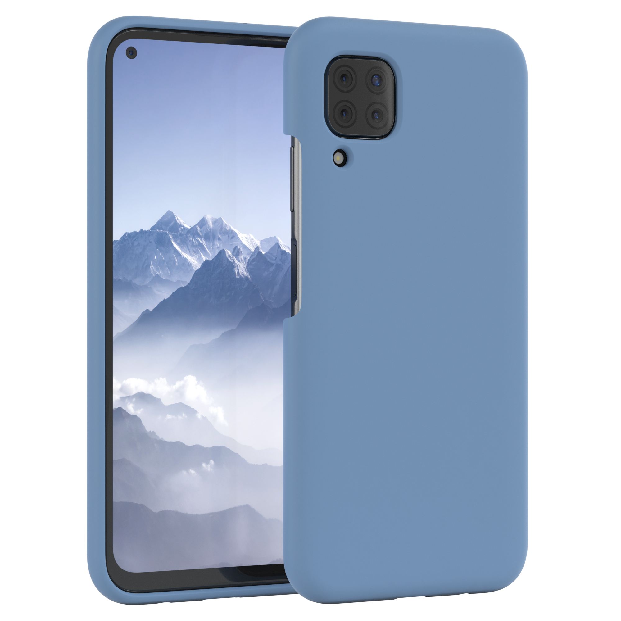 Zwei Telefone, eines mit blauem Gehäuse, das andere zeigt die Rückseite des Telefons.