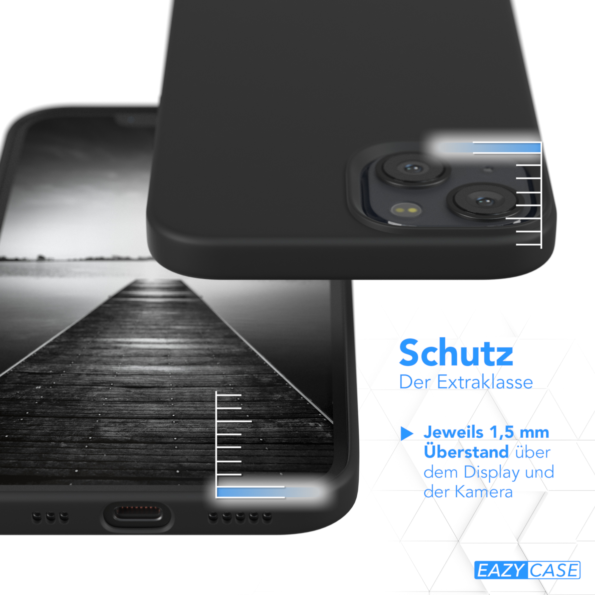 EAZY CASE Premium Silikon Handycase, iPhone Apple, 13, Schwarz Backcover