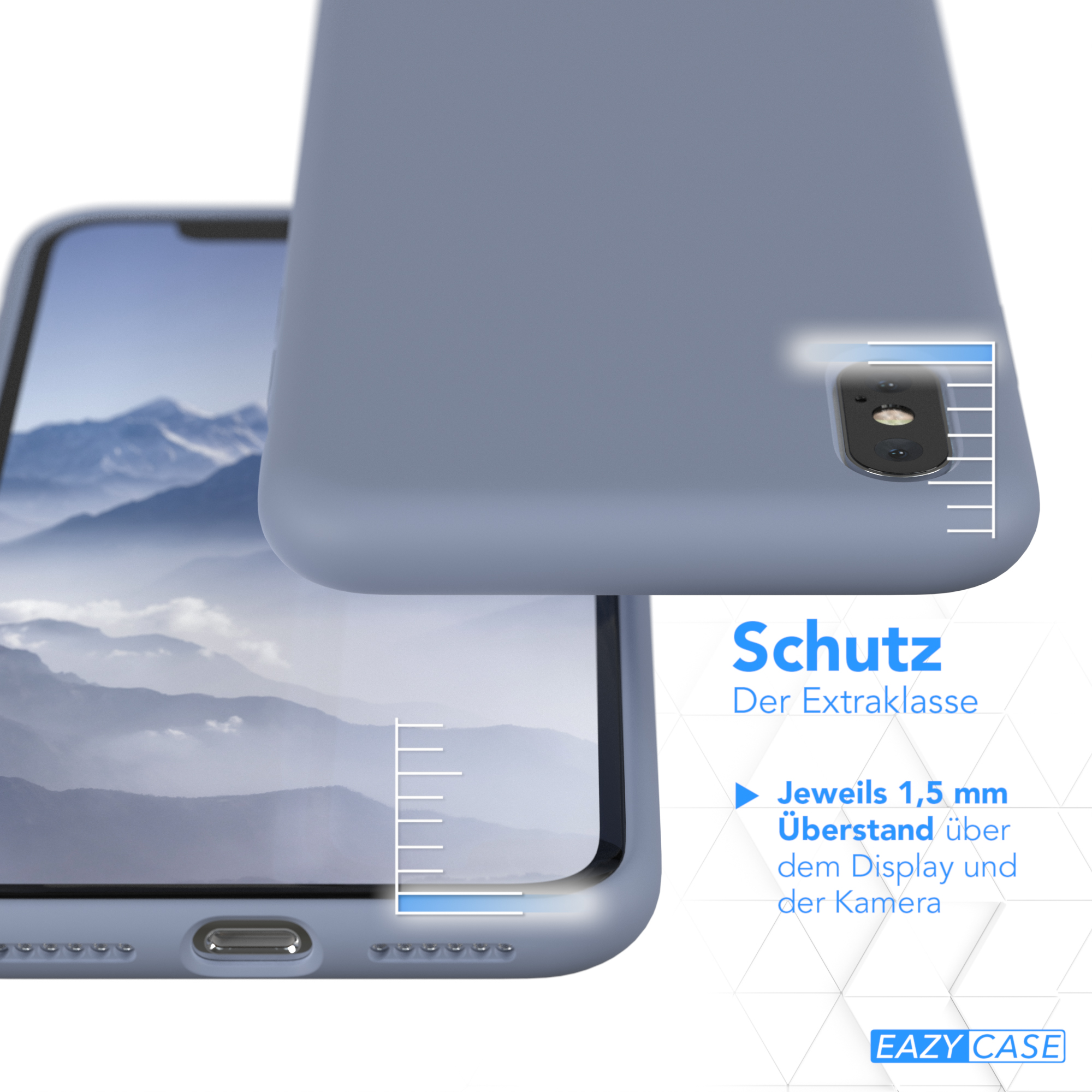 Premium Max, Backcover, CASE EAZY iPhone Handycase, Apple, XS Silikon Eis Blau