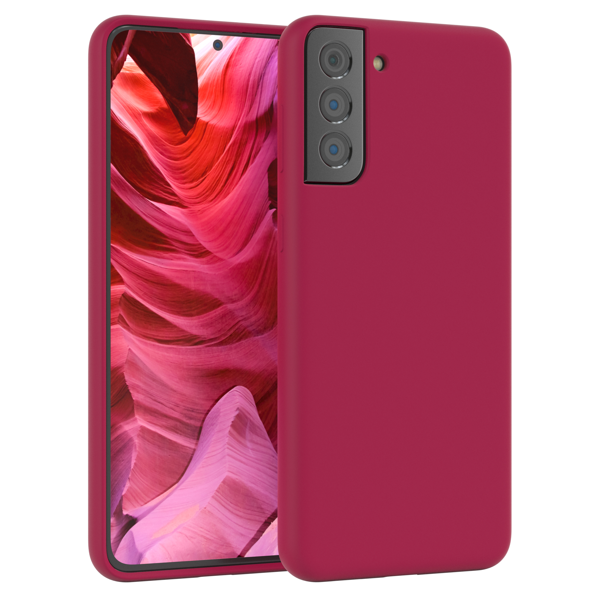 Galaxy Plus Beere Premium EAZY S21 Handycase, Silikon 5G, CASE / Rot Samsung, Backcover,