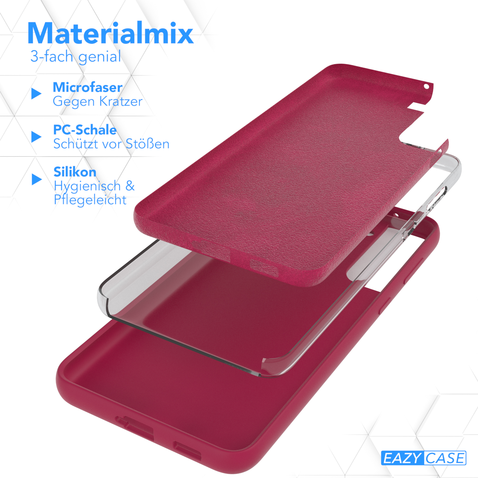 Handyhülle Schichten: Mikrofaser, PC-Schale und Silikon.